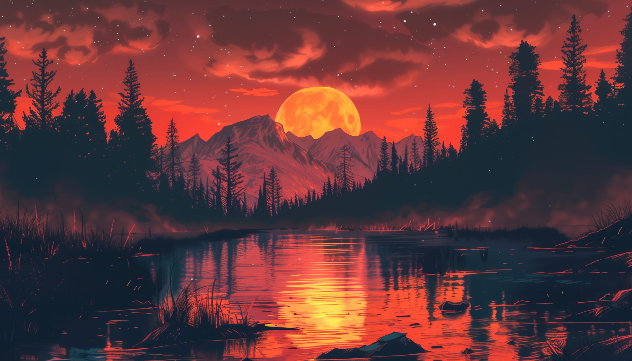 Moonlit Wilderness - at 1024 x 1024 iPad size wallpapers HD quality