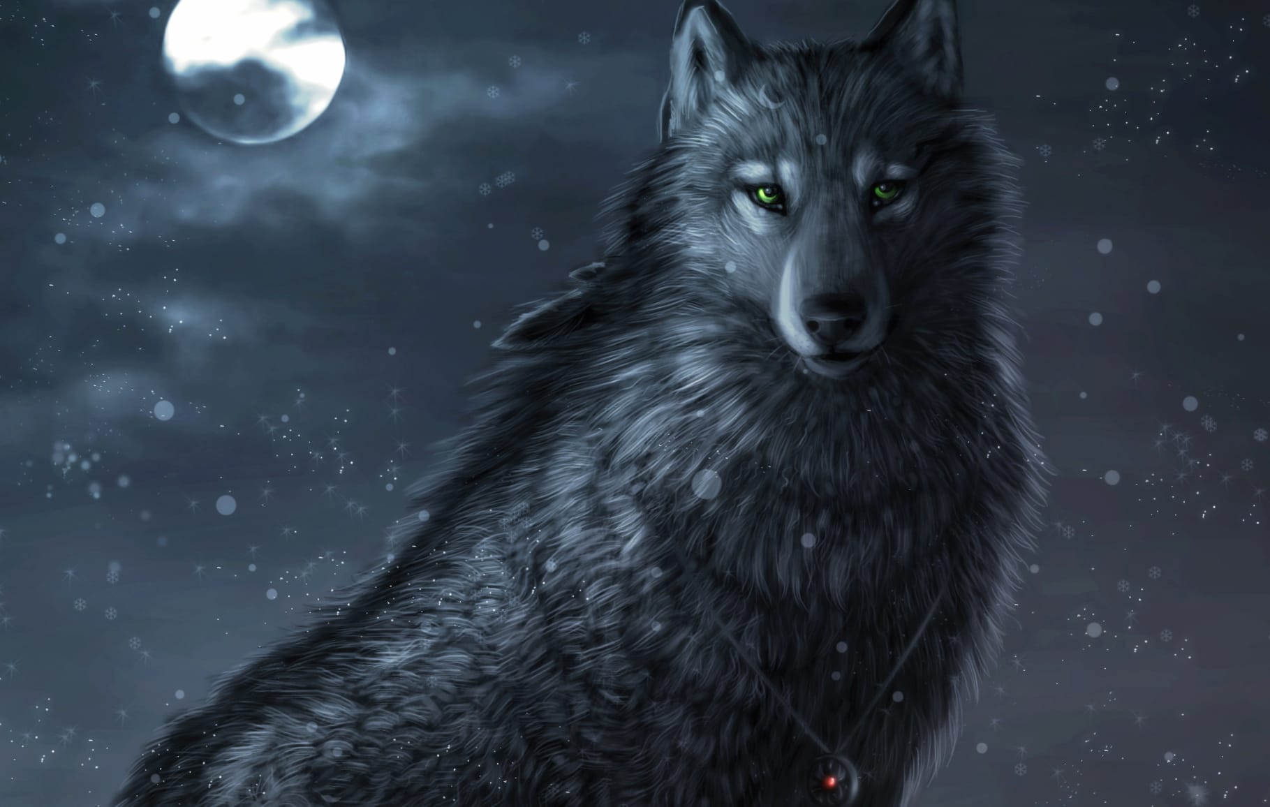 Moonlit Wolf Fantasy wallpapers HD quality