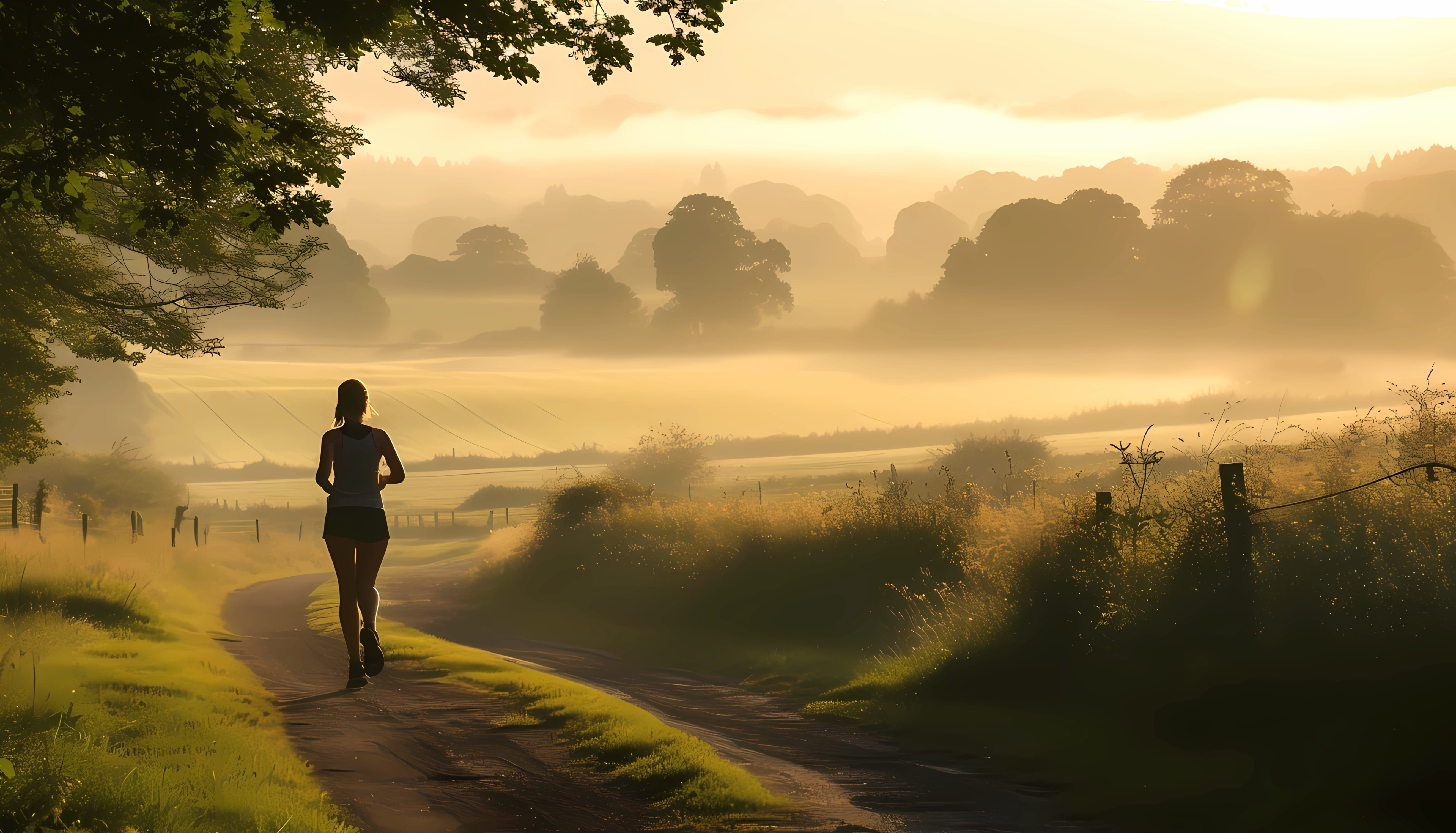 Morning jogging at 2048 x 2048 iPad size wallpapers HD quality