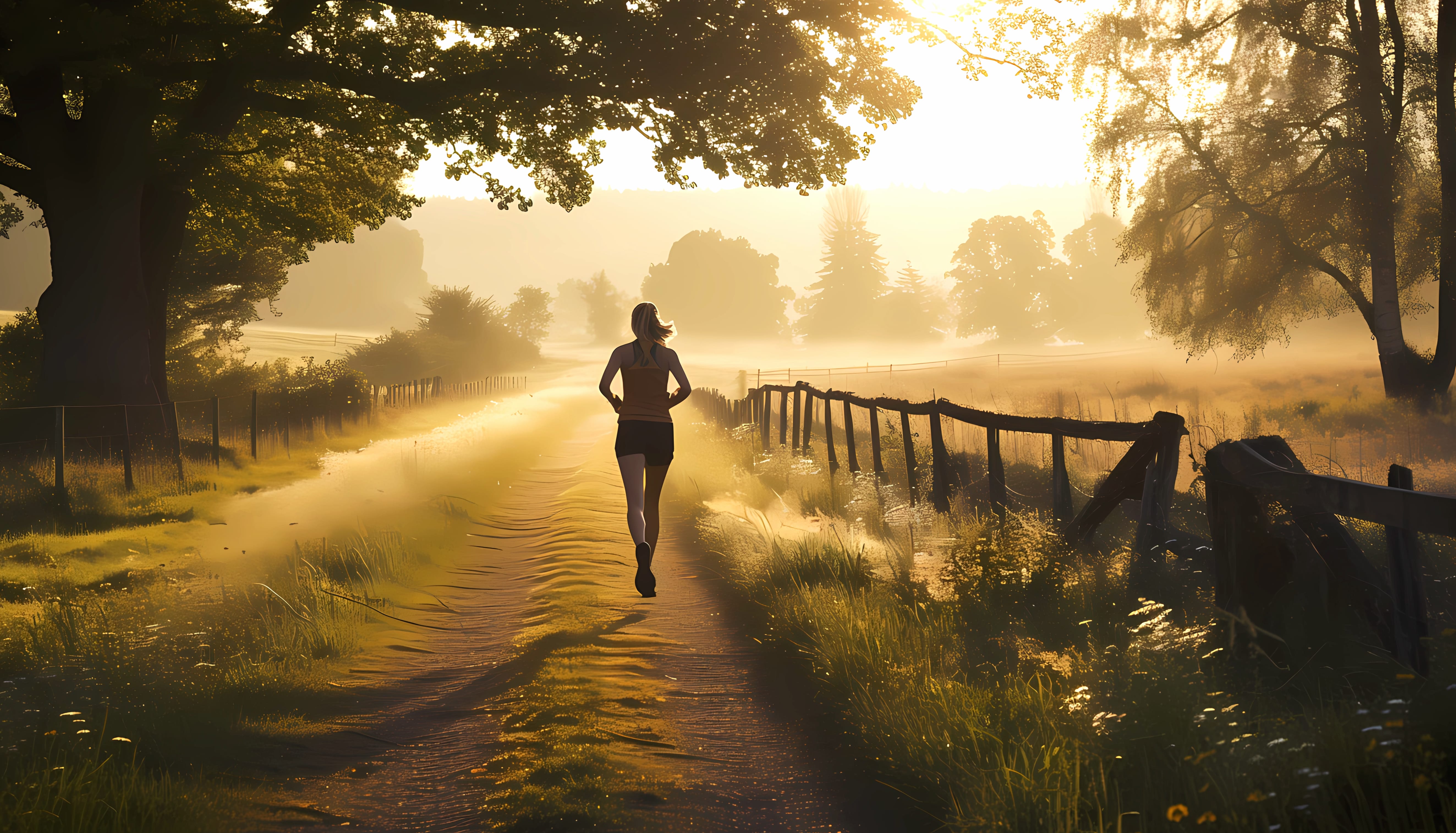 Morning jogging 3 at 320 x 480 iPhone size wallpapers HD quality