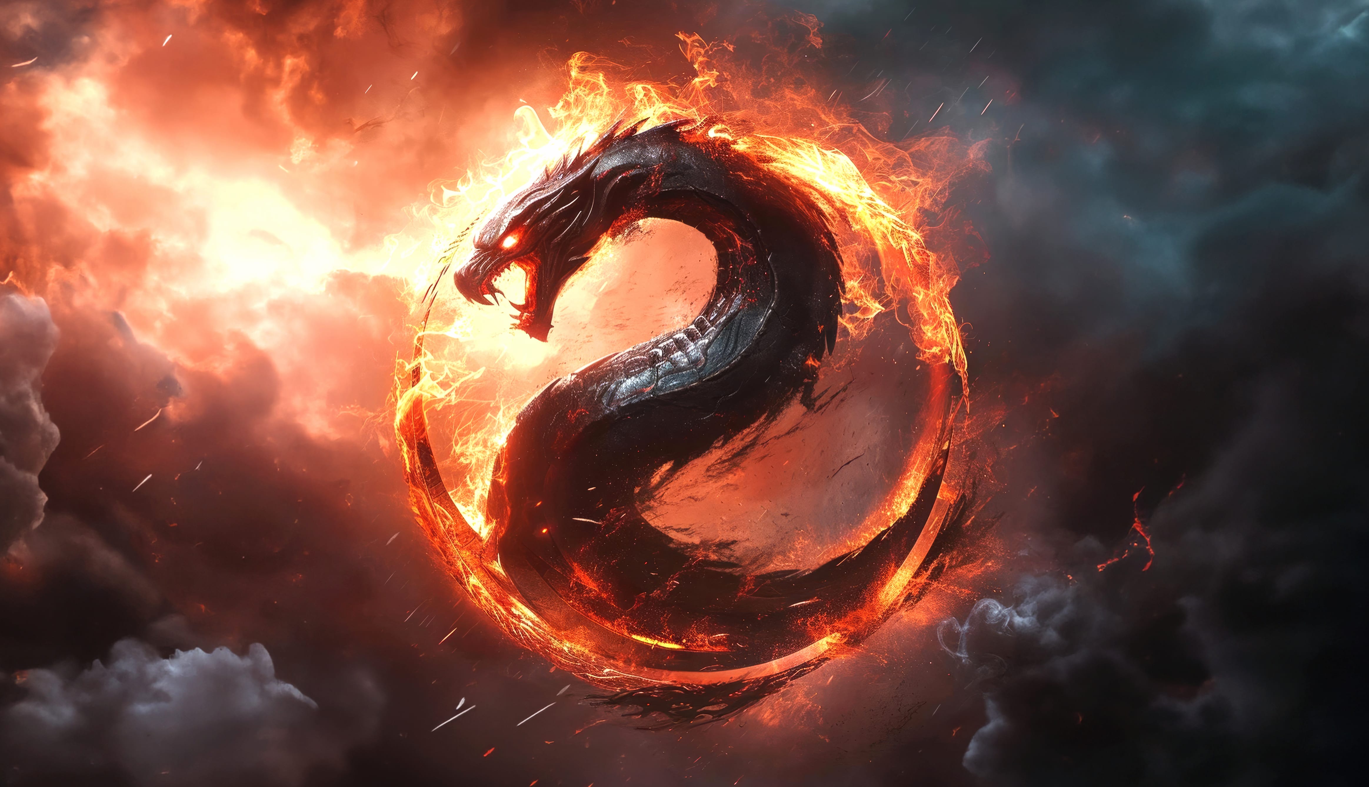 Mortal Kombat Emblem - Fiery Dragon Logo wallpapers HD quality