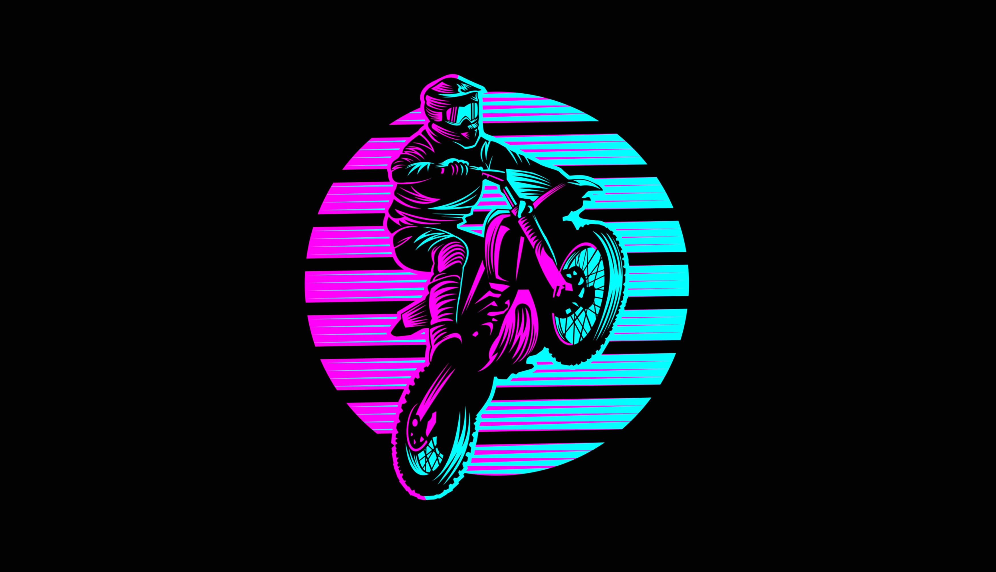 Motocross Motorcycle Neon art at 1680 x 945 HD size wallpapers HD quality