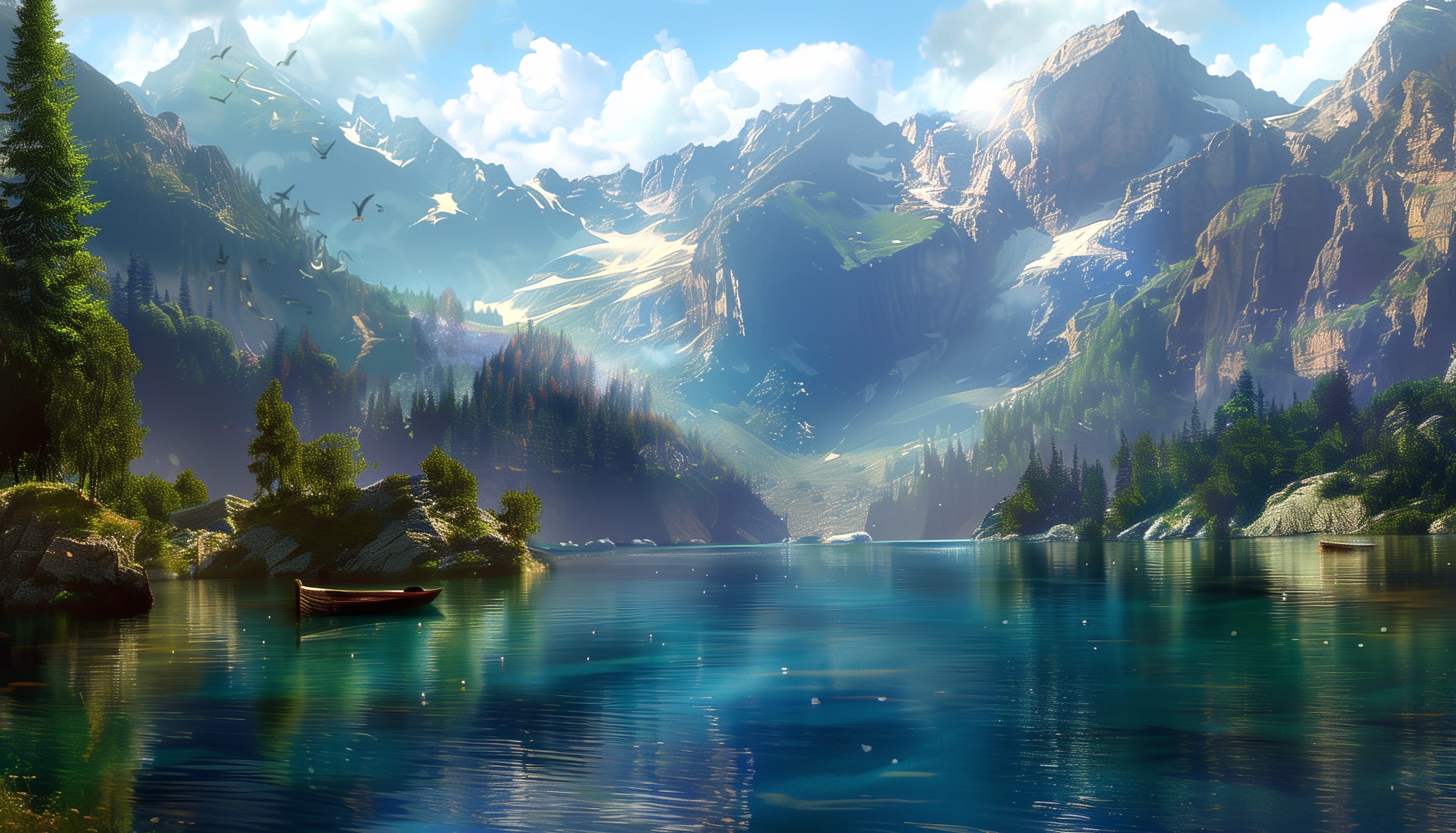 Mountain Lake Serenity - at 1600 x 1200 size wallpapers HD quality