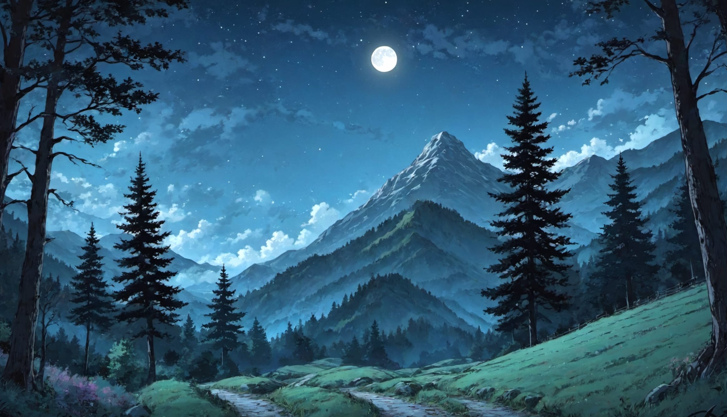 Mountain Moon Scenery landscapes wallpapers HD quality