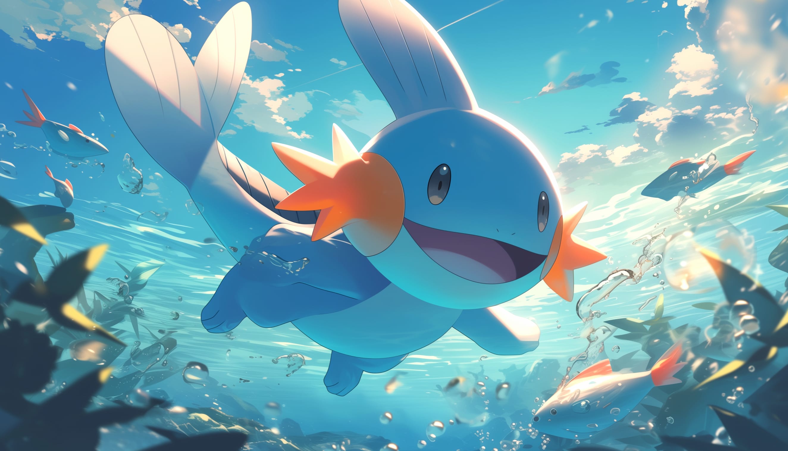 Mudkip Underwater Adventure - Anime Pokémon wallpapers HD quality