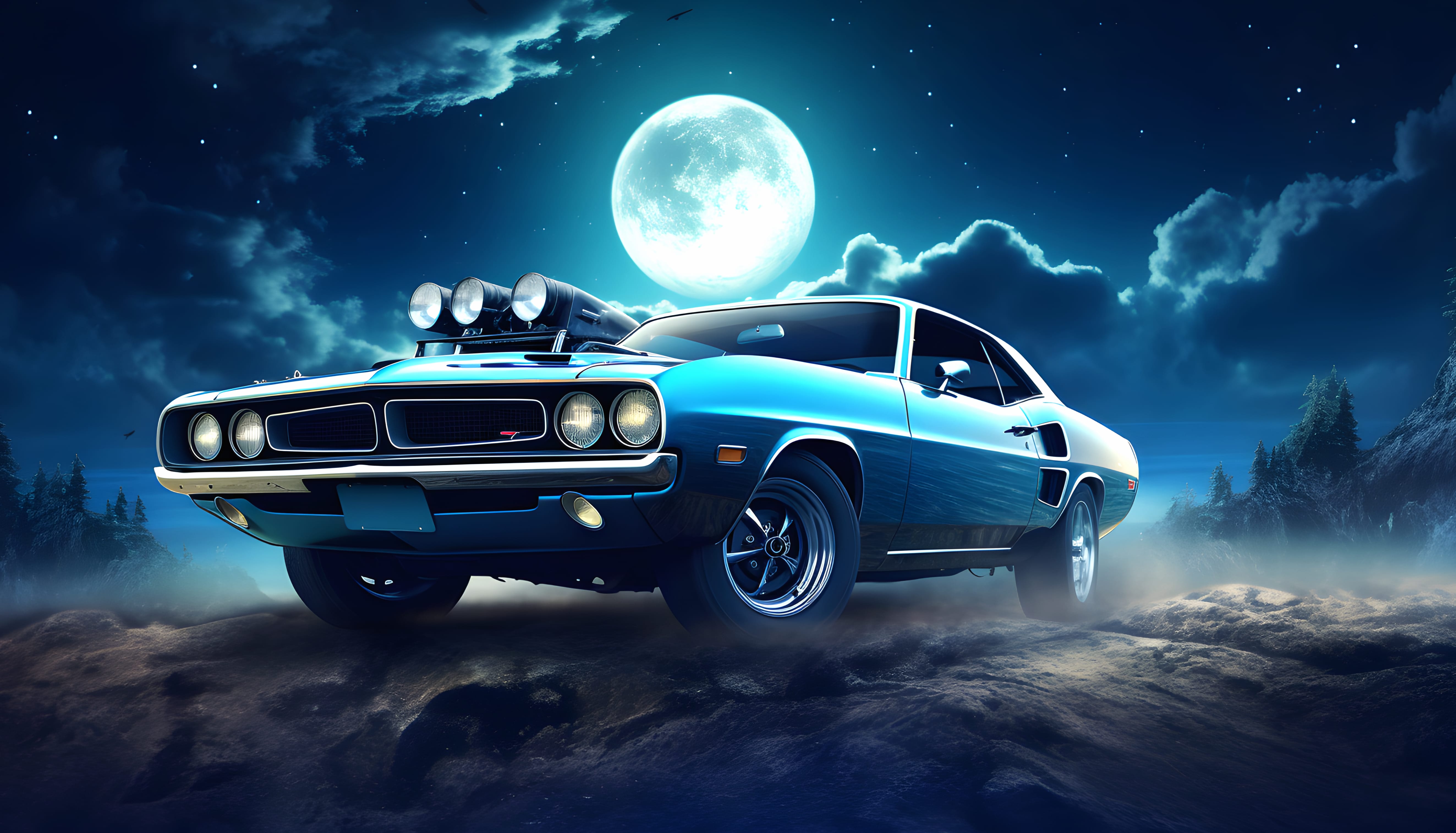 Muscle Car Moonlight - wallpapers HD quality