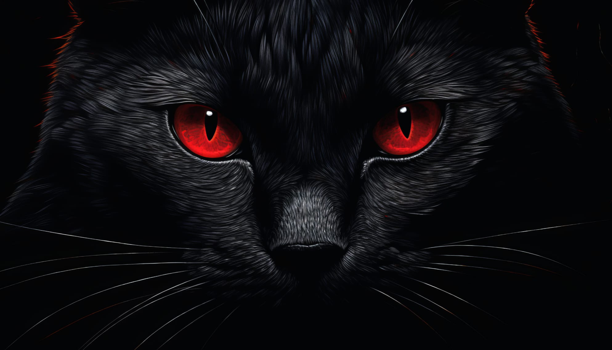 Mysterious Red-Eyed Black Cat wallpapers HD quality