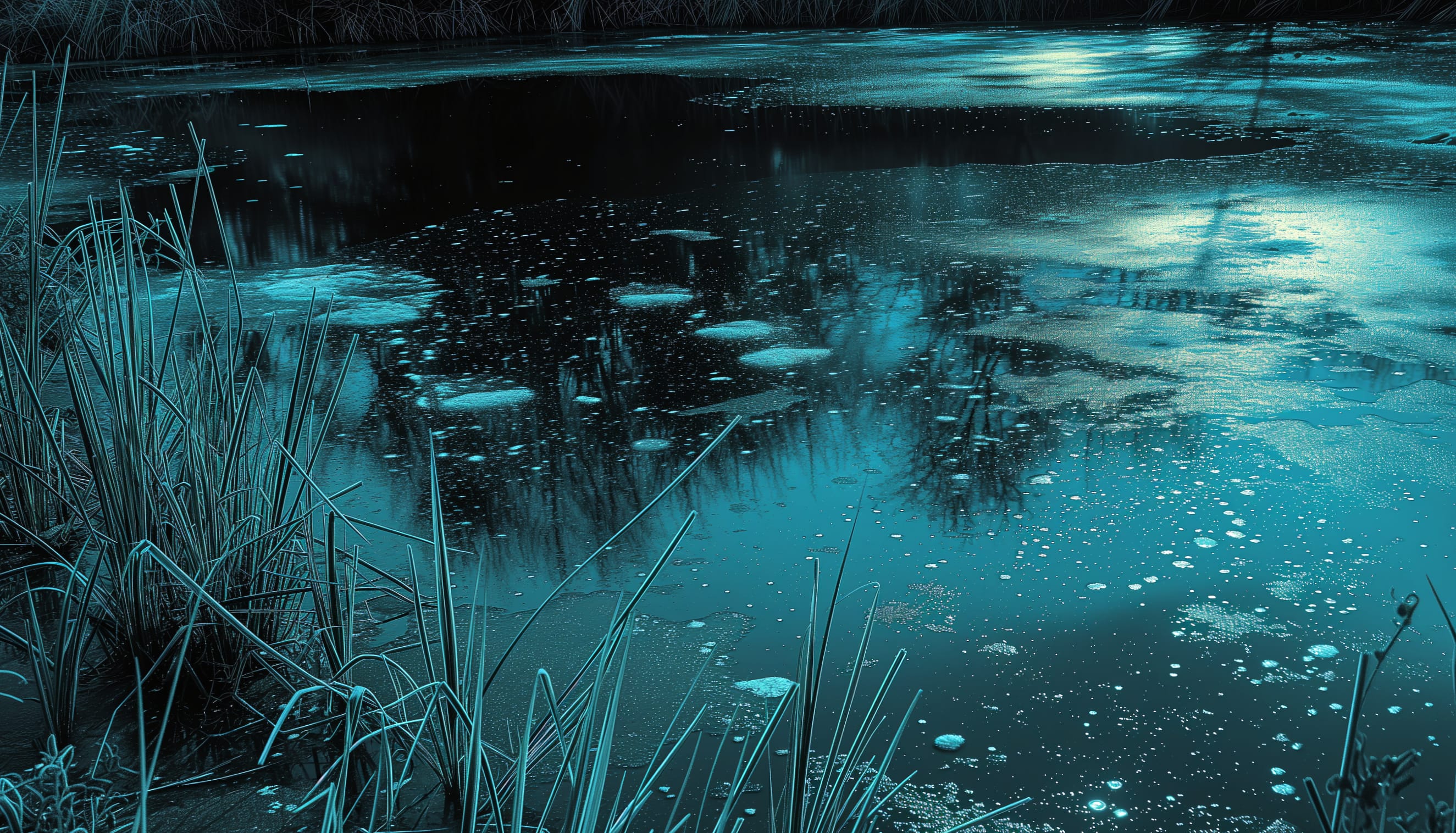 Mystic Blue Pond Duotone Wallpaper at 1600 x 1200 size wallpapers HD quality