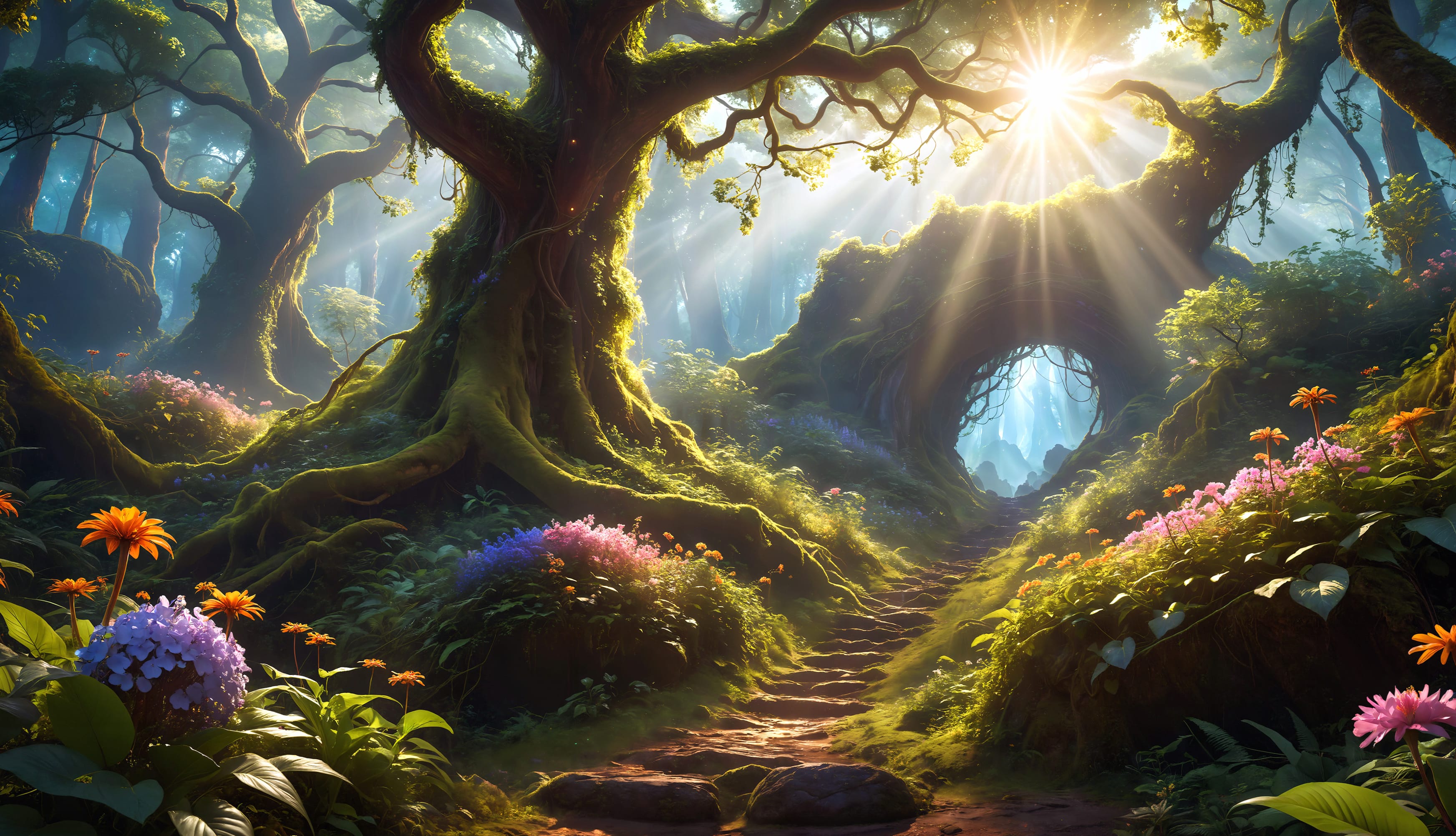 Mystical Forest Path at 2560 x 1440 HD size wallpapers HD quality