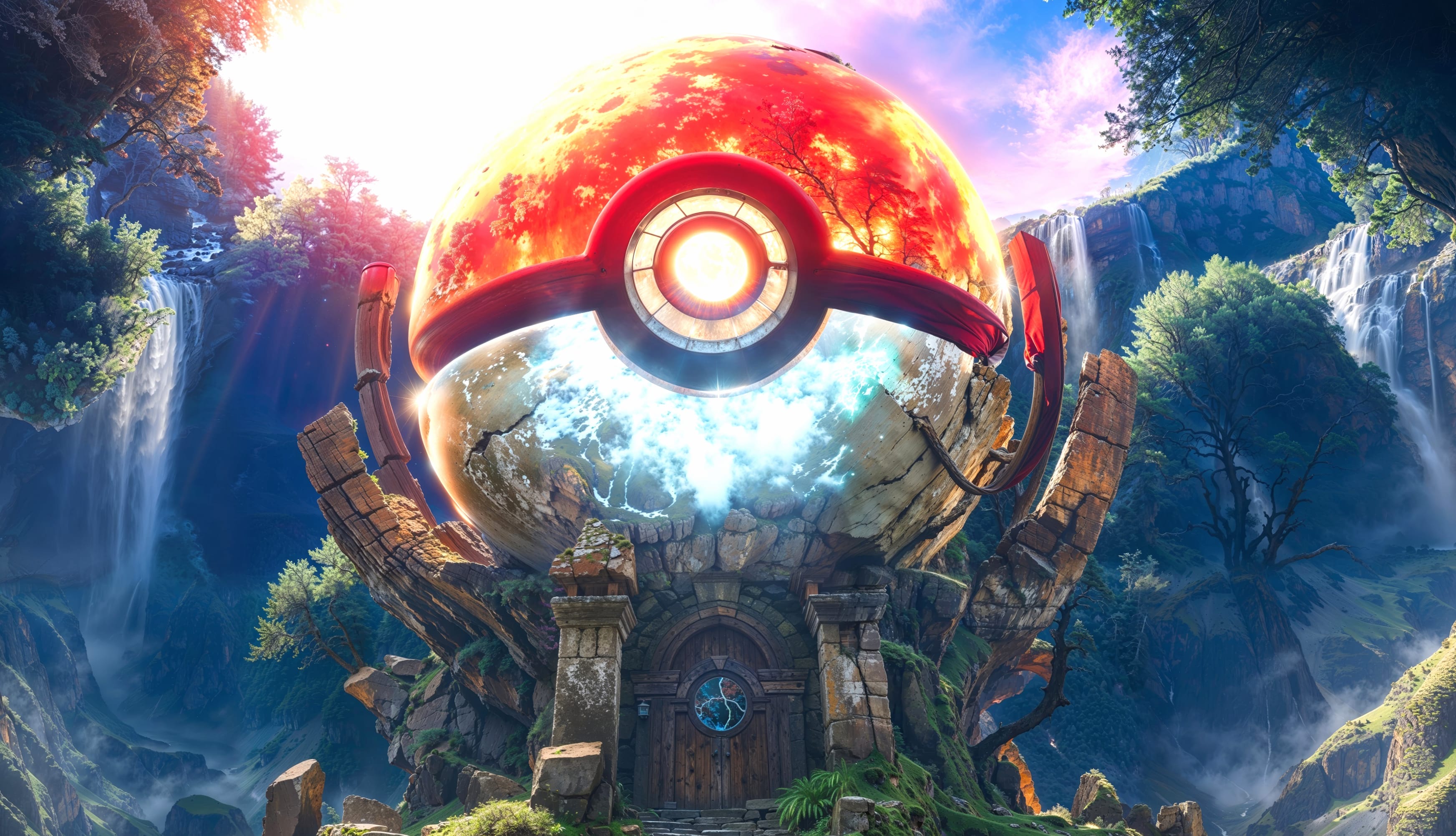 Mystical Pokeball Fantasy Anime at 640 x 960 iPhone 4 size wallpapers HD quality