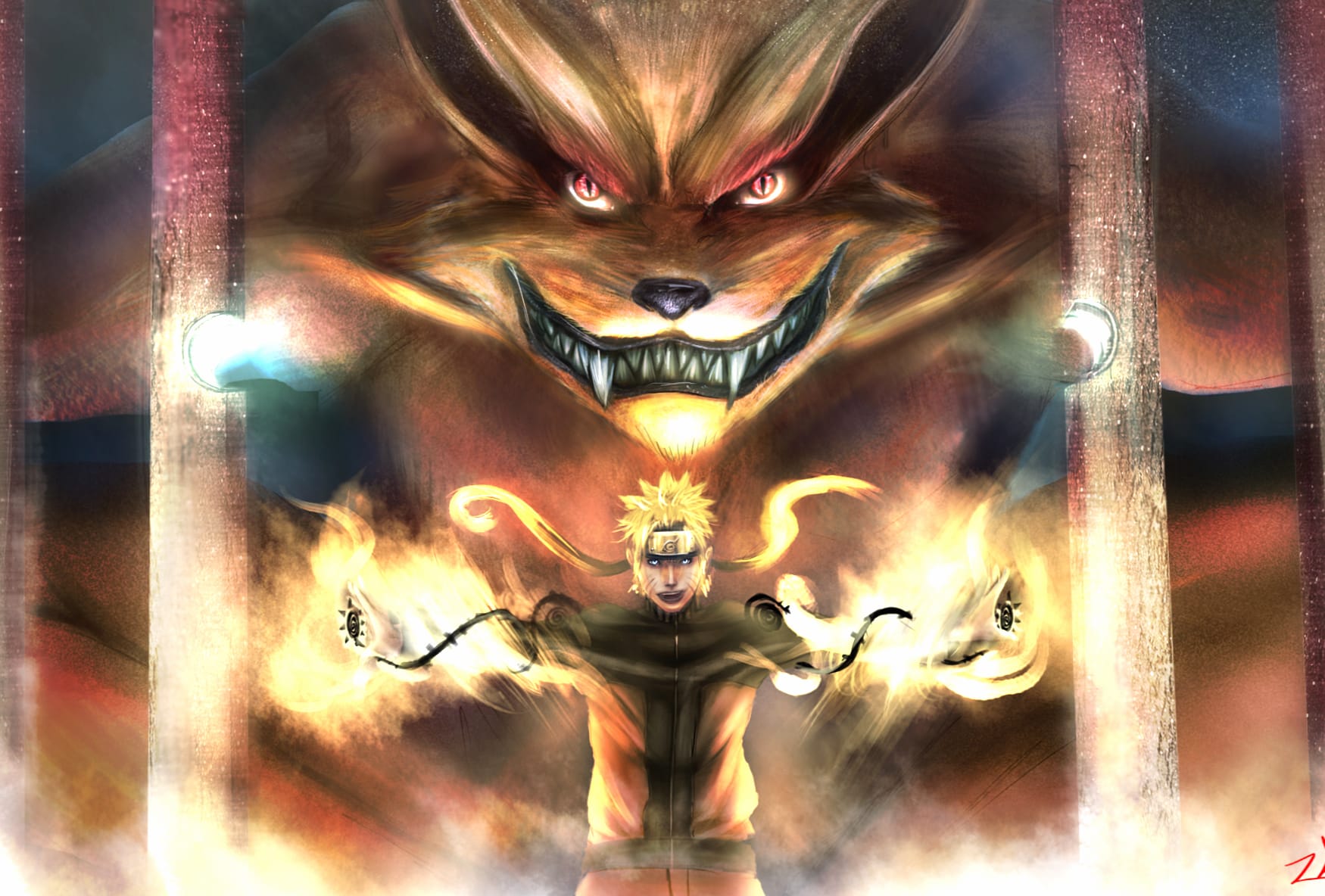 Naruto and Kurama Fiery Bond at 1600 x 900 HD size wallpapers HD quality