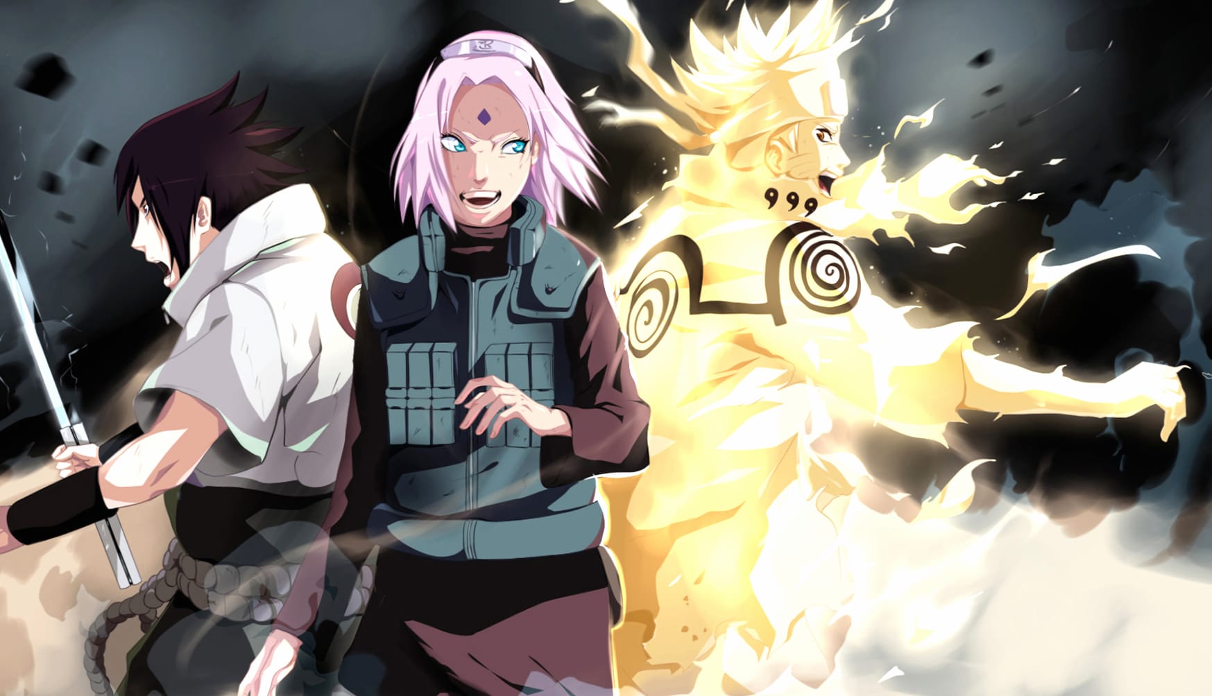 Naruto Team 7 Ninja Power Unleashed at 1280 x 960 size wallpapers HD quality