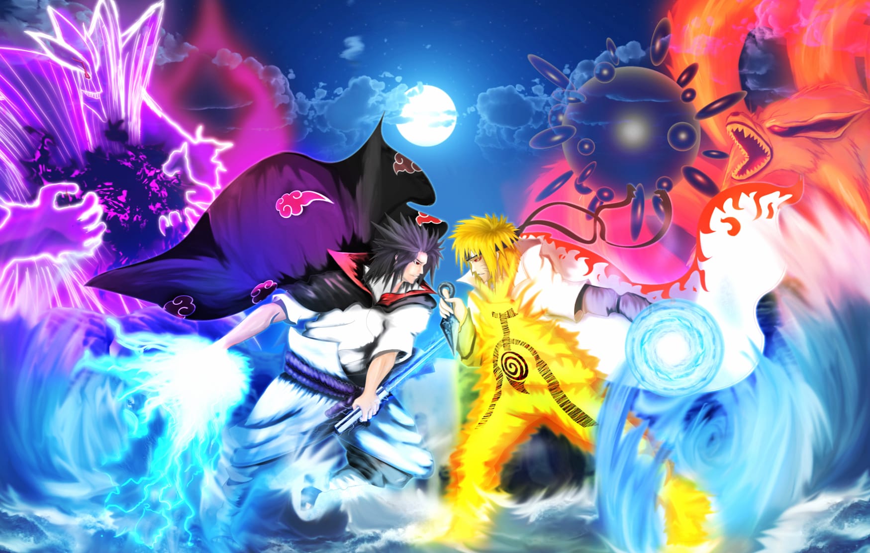 Naruto vs Sasuke at 320 x 480 iPhone size wallpapers HD quality