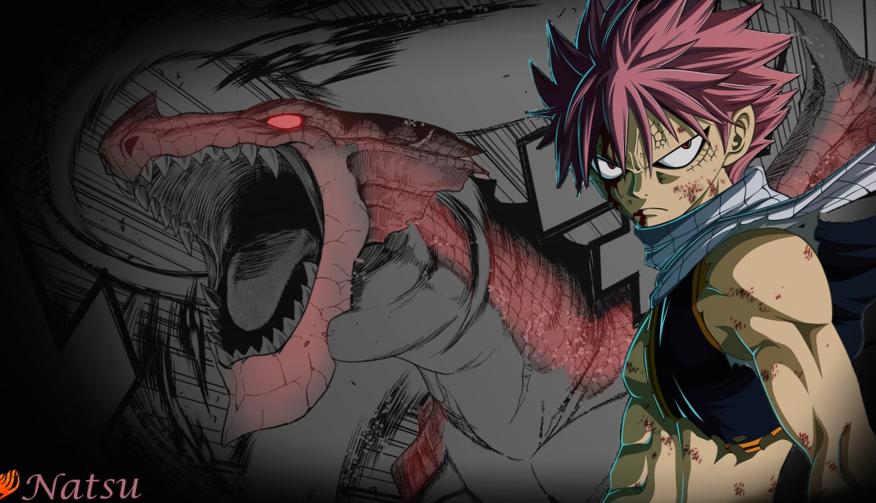 Natsu and Igneel at 1024 x 768 size wallpapers HD quality