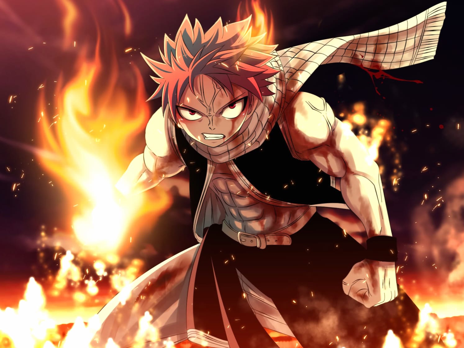 Natsu Dragneel in Flames - HD Fairy Tail Wallpaper at 750 x 1334 iPhone 6 size wallpapers HD quality