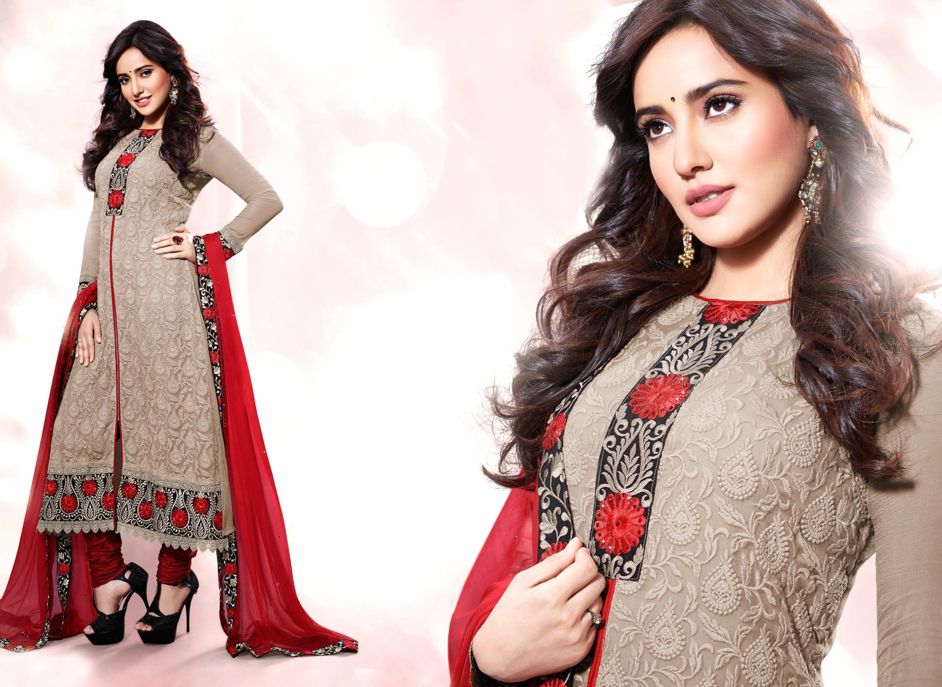 Neha Sharma in Elegant Indian National Dress - at 750 x 1334 iPhone 6 size wallpapers HD quality