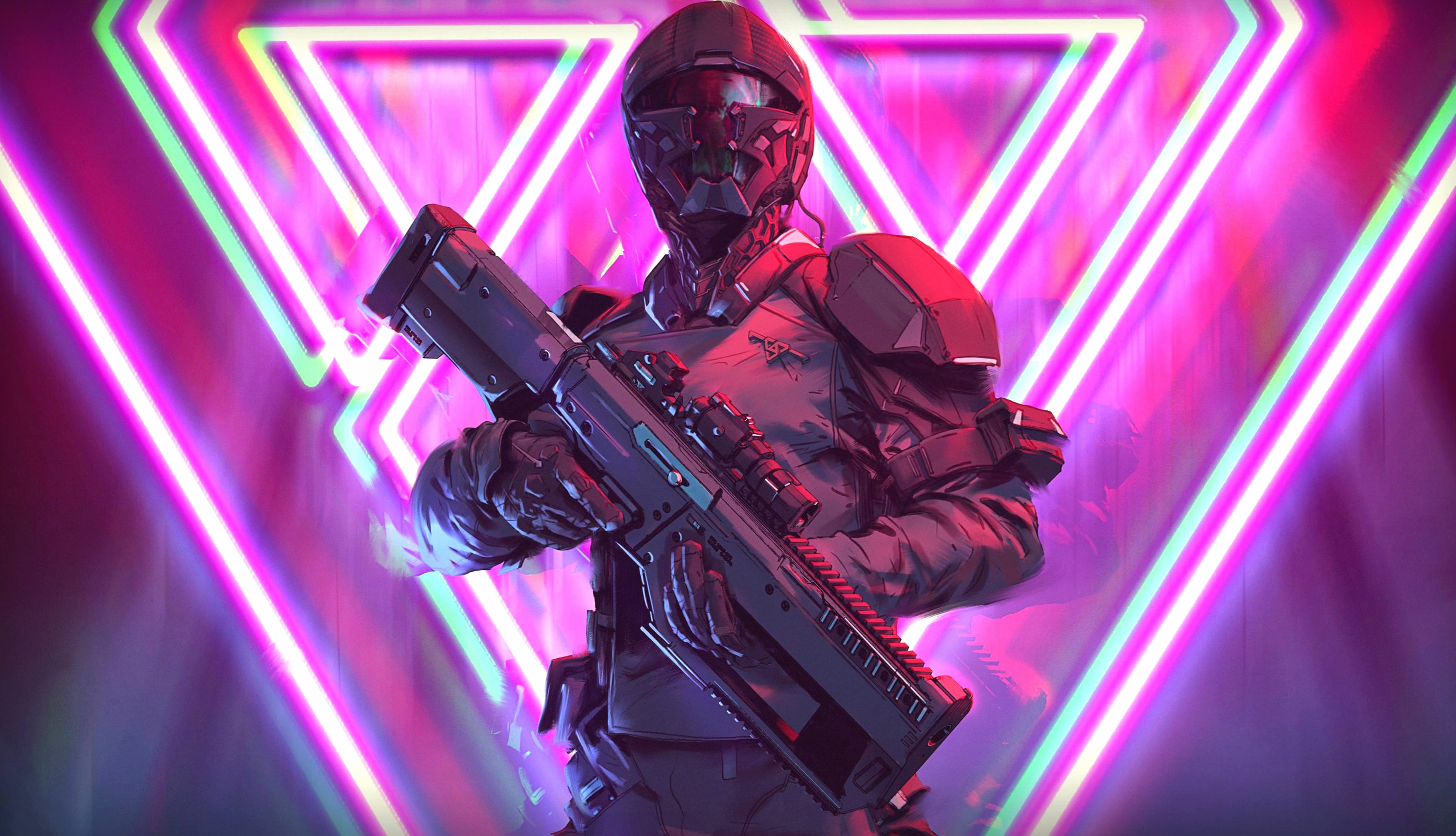 Neon Cyberpunk Warrior - wallpapers HD quality