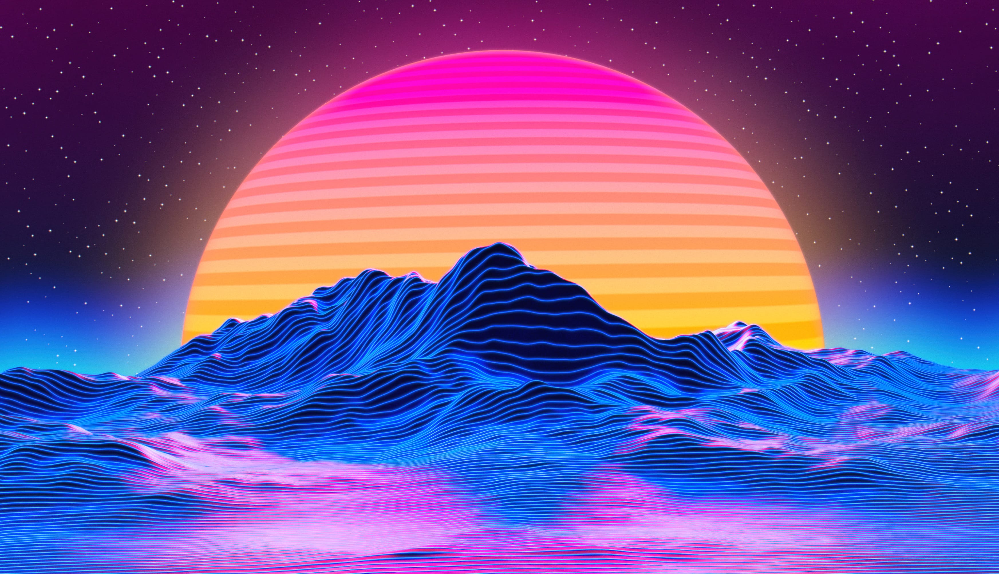 Neon RetroWave art at 1600 x 1200 size wallpapers HD quality