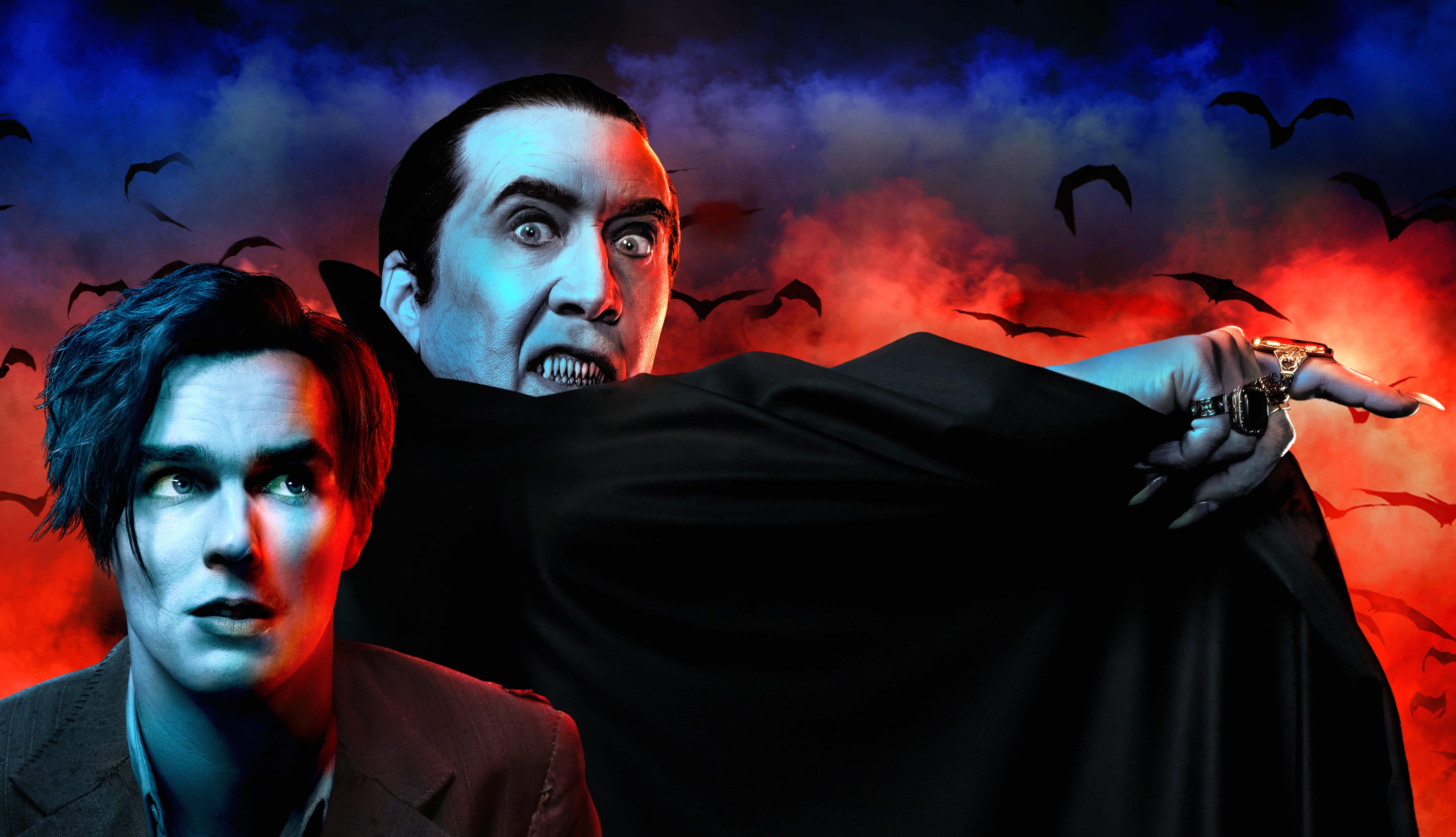 Nicolas Cage Nicholas Hoult Movie Renfield at 1366 x 768 HD size wallpapers HD quality