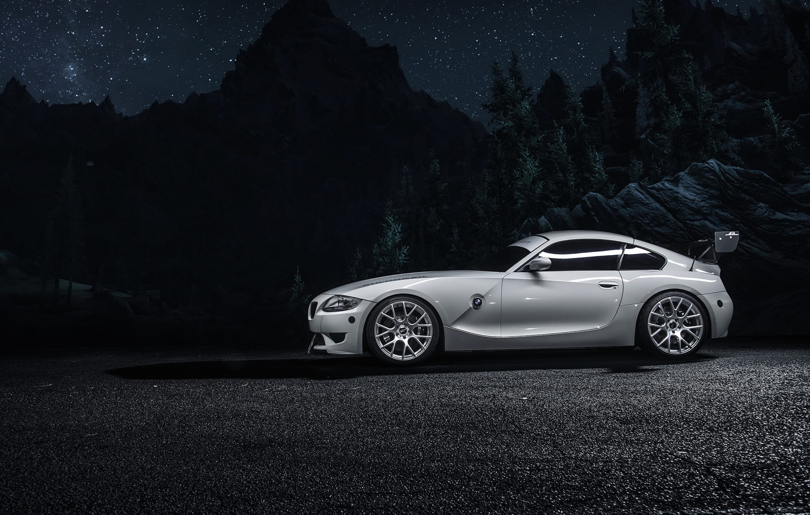 Night Car White Car BMW Vehicle BMW Z4 wallpapers HD quality