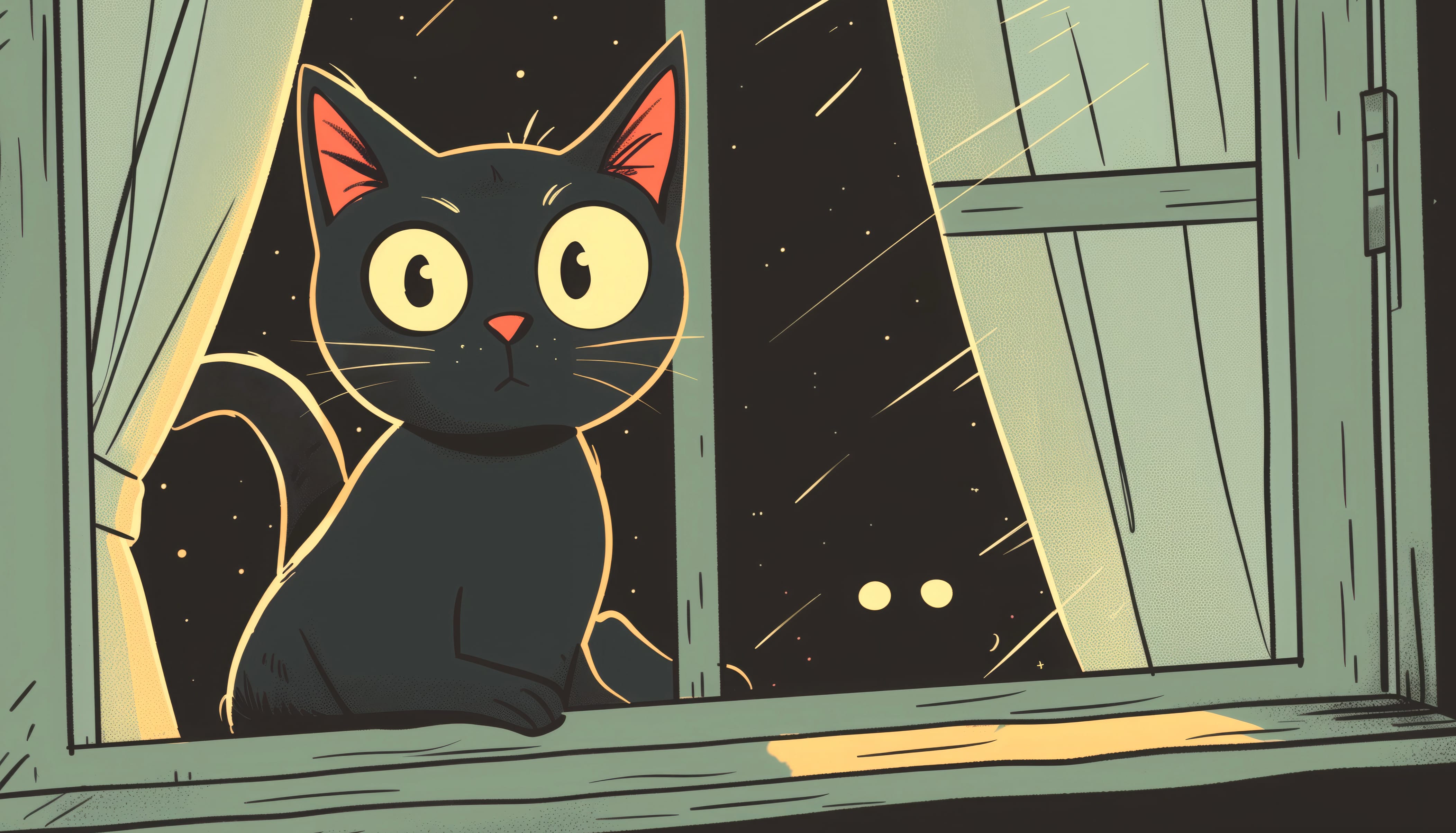 Nocturnal Gaze - Black Cat wallpapers HD quality