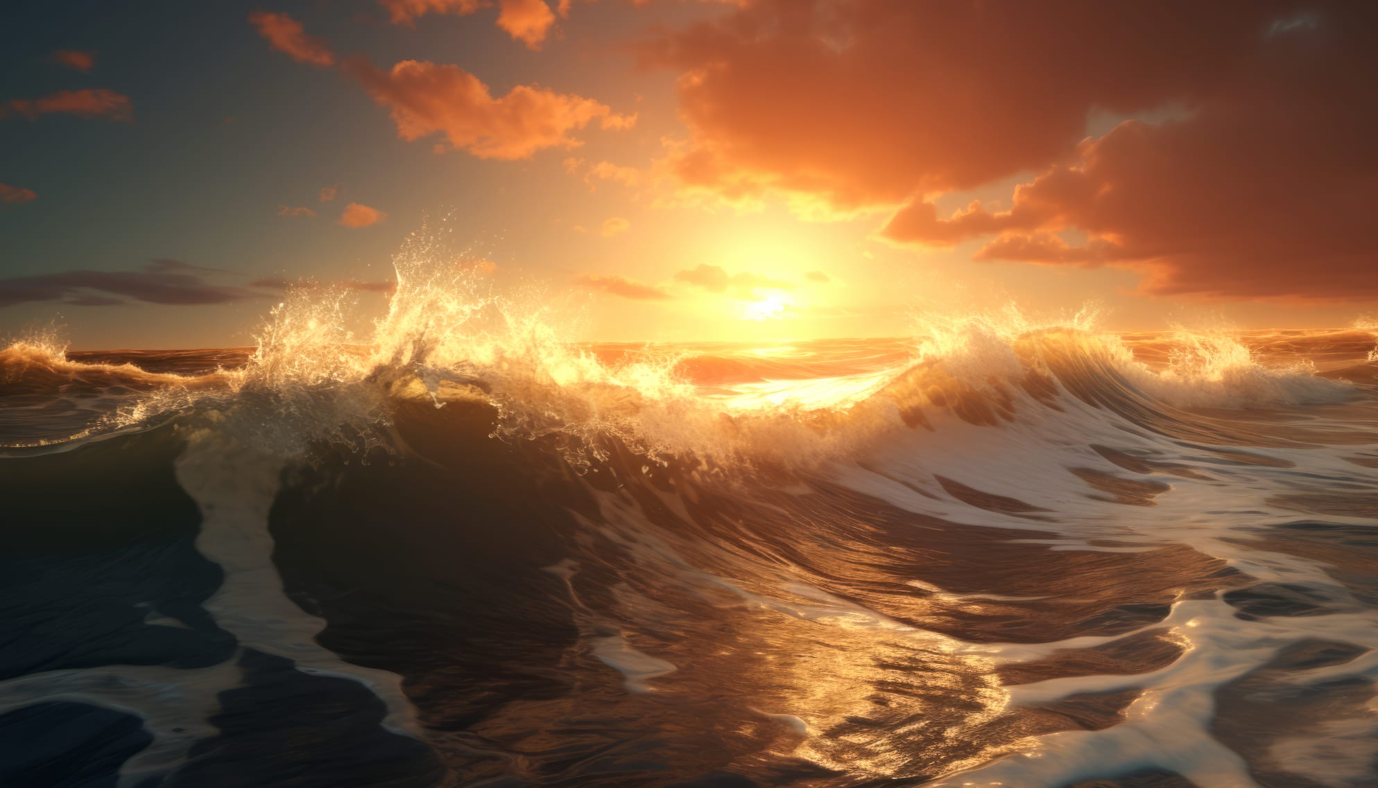 Ocean Sunset Splendor at 1600 x 1200 size wallpapers HD quality