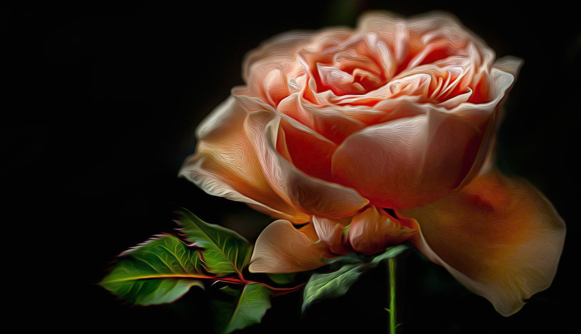 Oil Painting Flower Painting Artistic Rose at 1280 x 960 size wallpapers HD quality