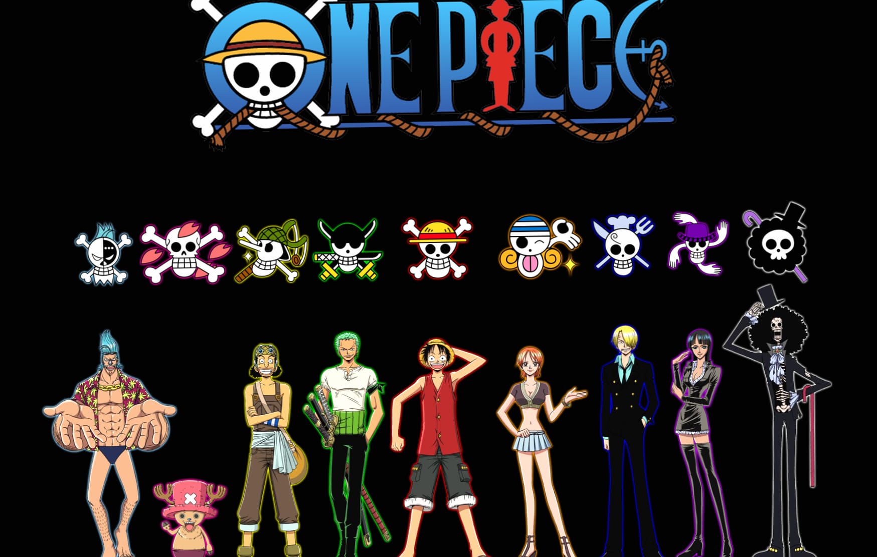 One Piece Crew and Jolly Roger wallpapers HD quality