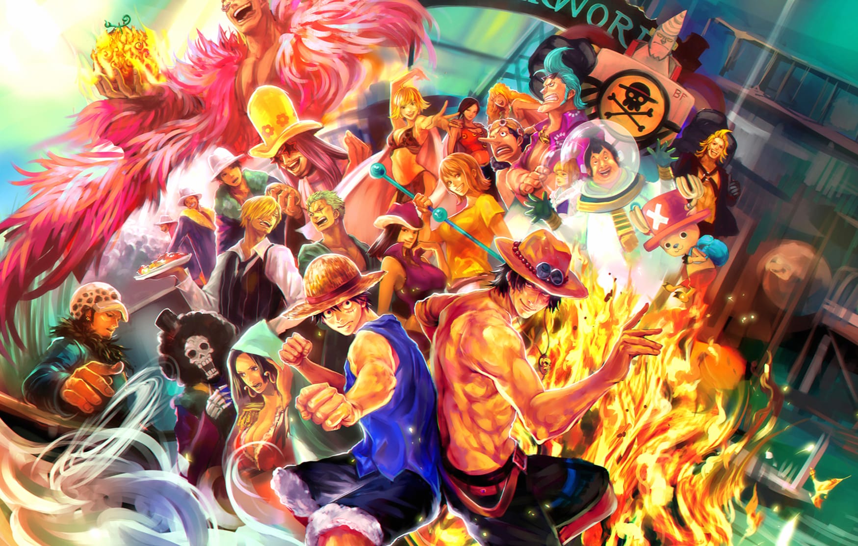 One Piece Epic Crew at 640 x 1136 iPhone 5 size wallpapers HD quality