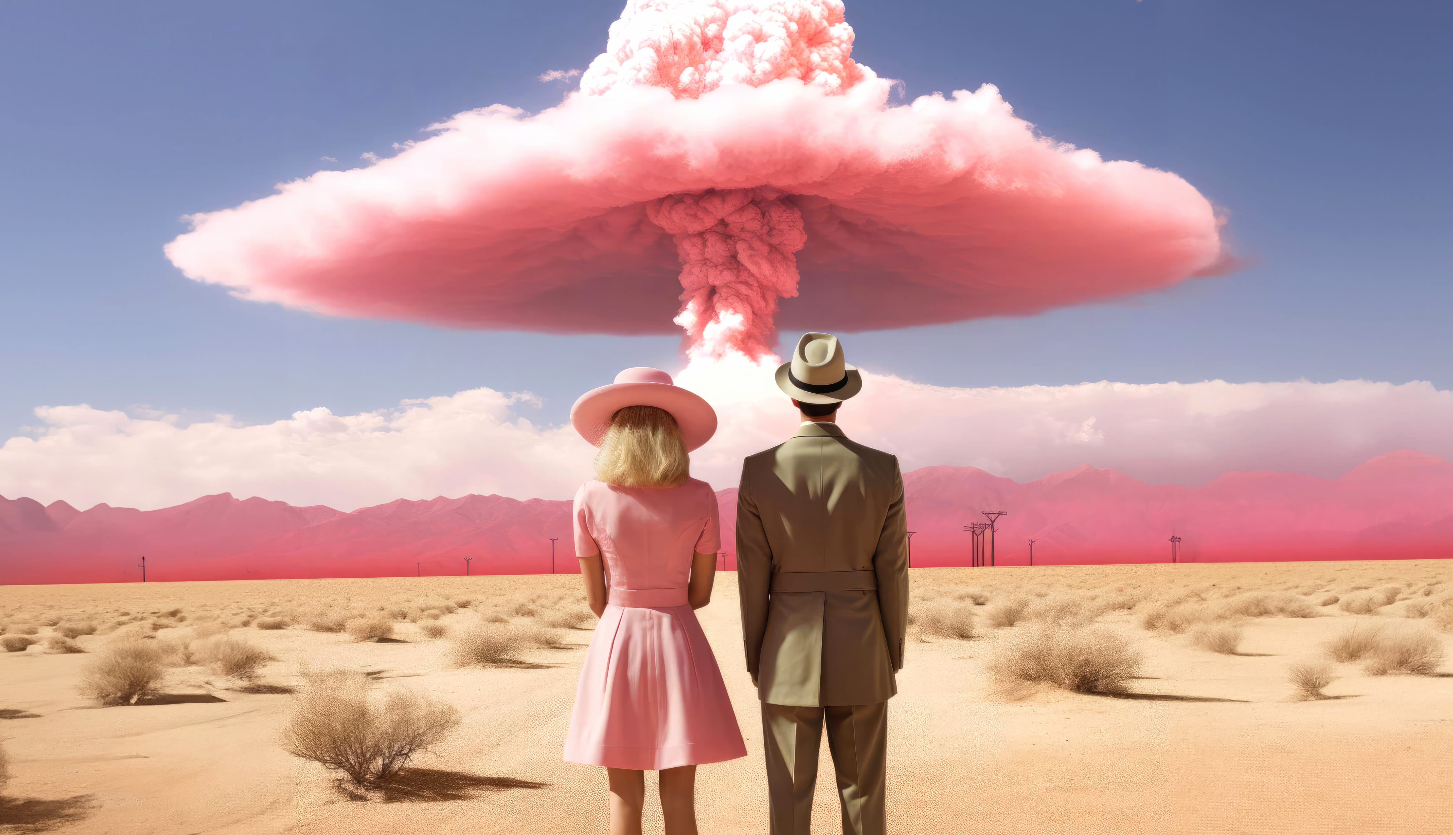 Oppenheimer Barbie Crossover Nuke - Cinematic wallpapers HD quality