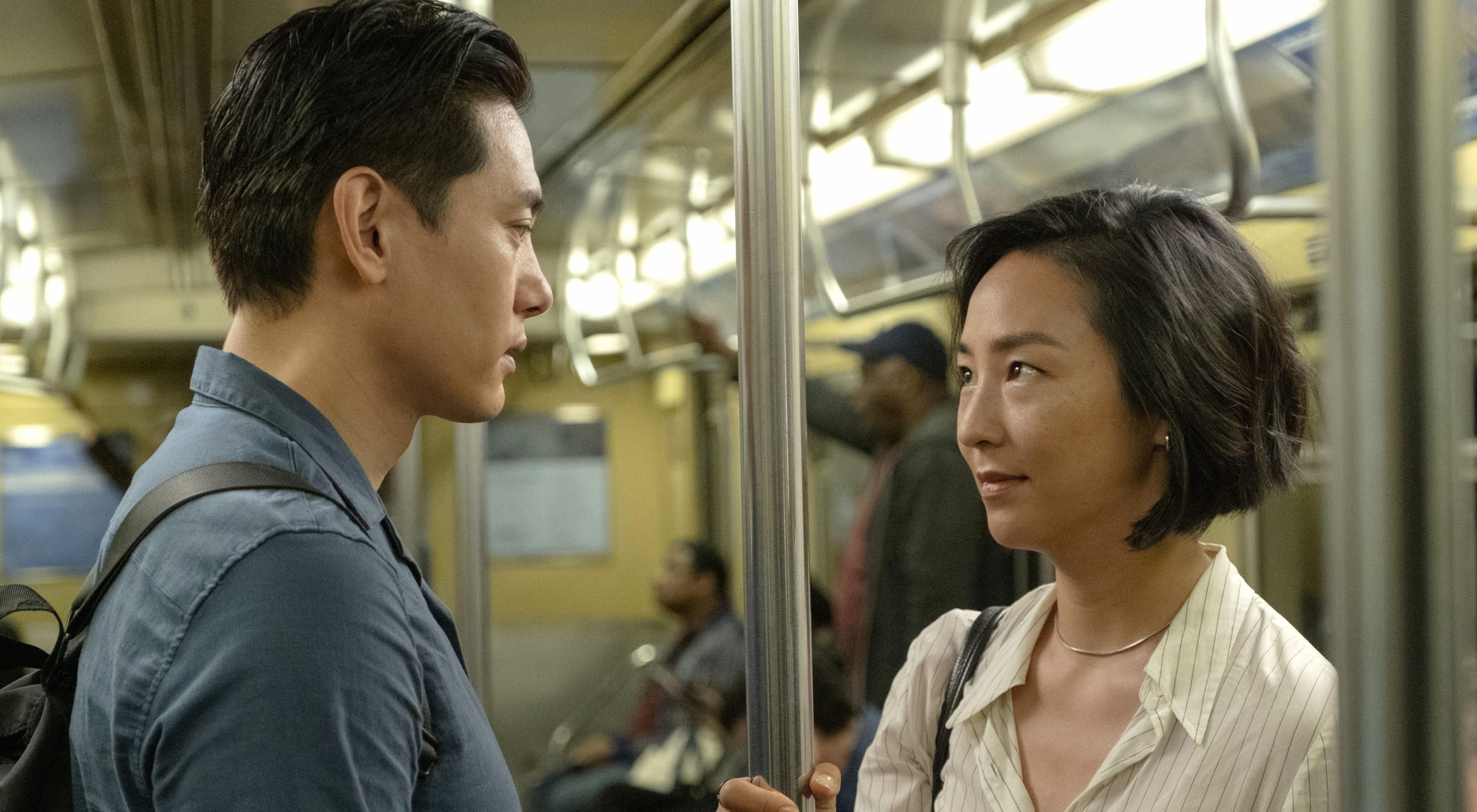 Past Lives Movie - Intimate Subway Encounter wallpapers HD quality