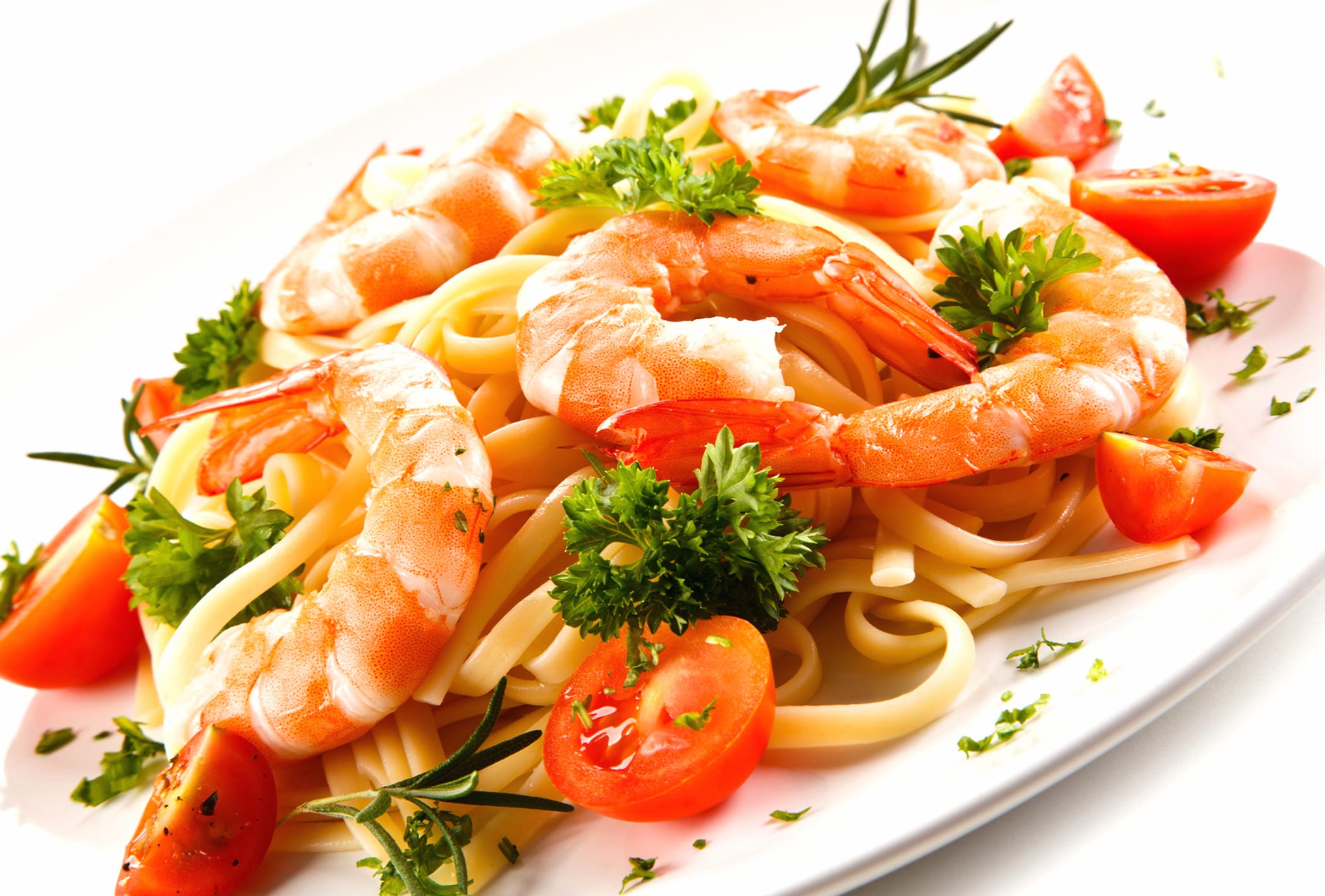 Pasta Meal Tomato Crustacean Seafood Food Shrimp wallpapers HD quality