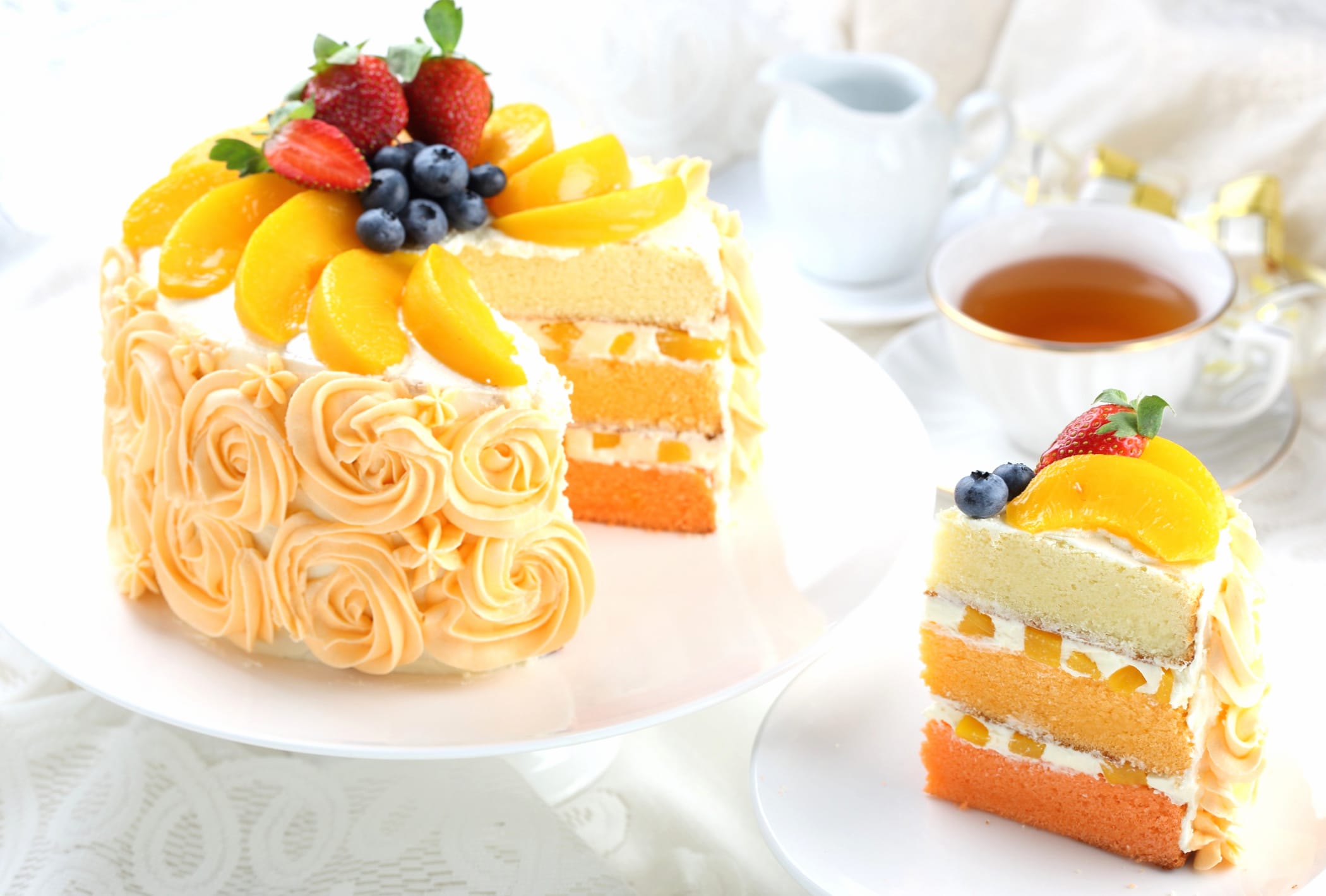 Pastry Fruit Still Life Tea Food Cake at 2048 x 2048 iPad size wallpapers HD quality