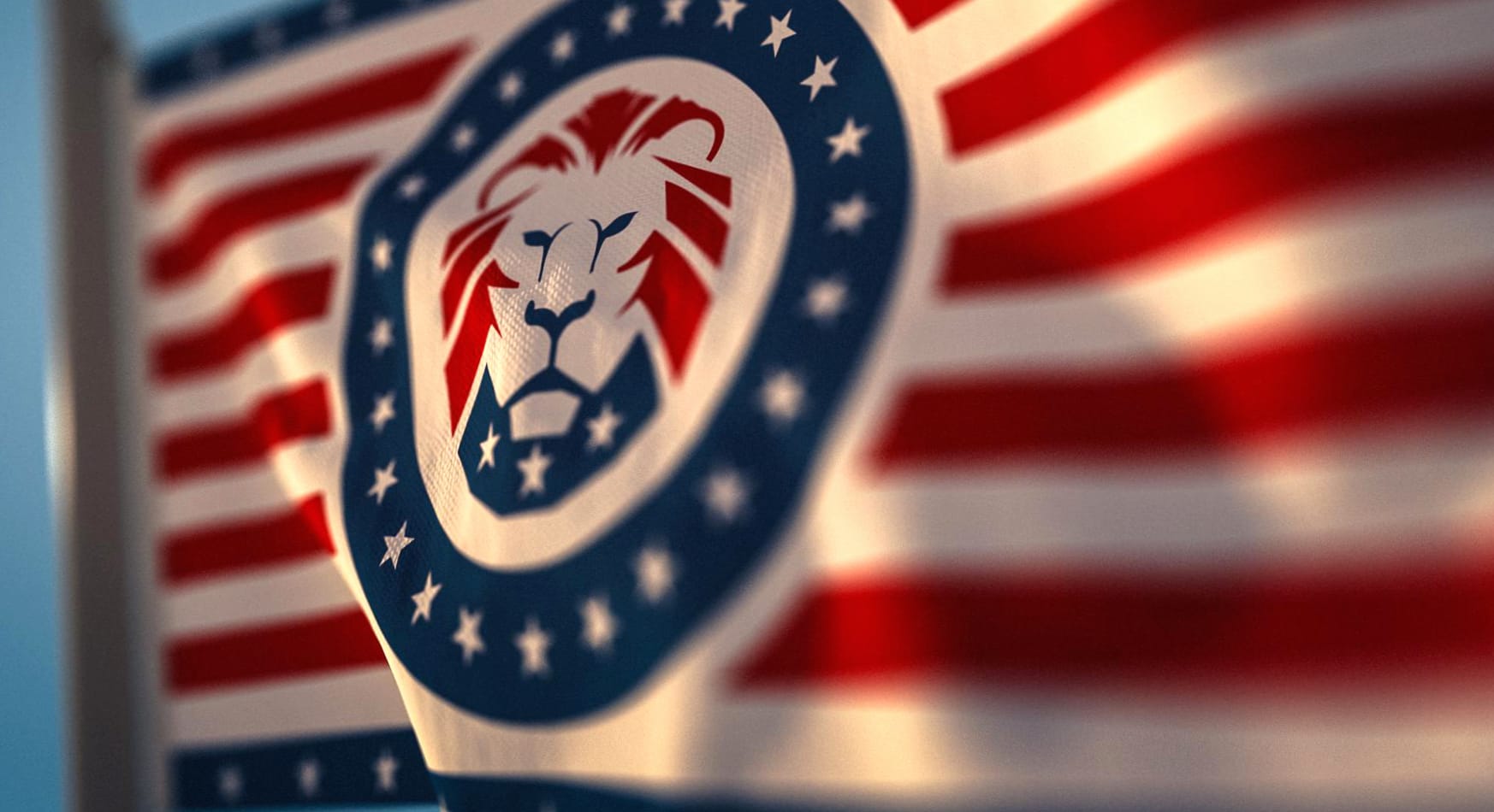 Patriotic Lion Emblem with American Flag Wallpaper at 1536 x 864 HD size wallpapers HD quality