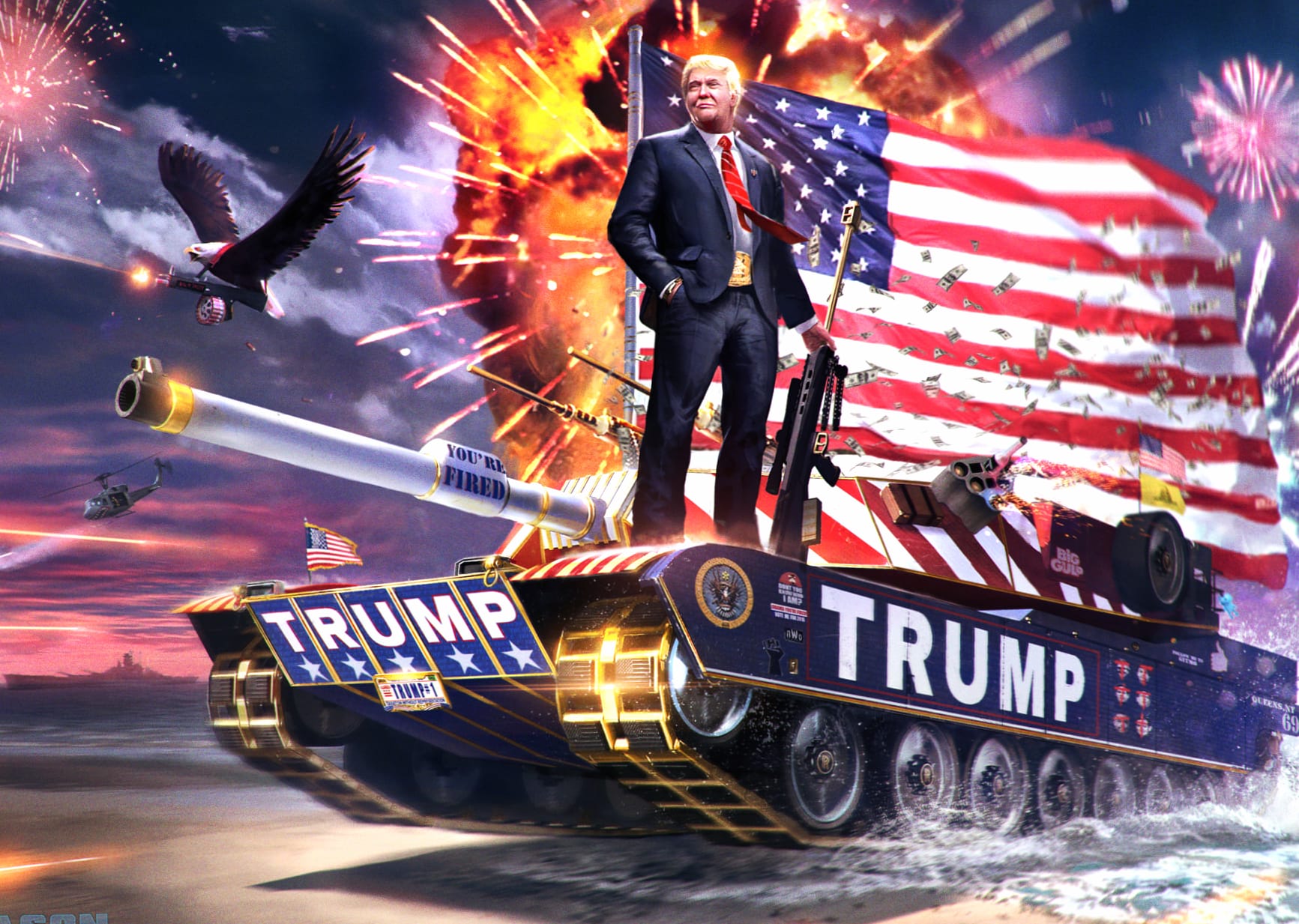 Patriotic Presidential Tank at 2560 x 1440 HD size wallpapers HD quality