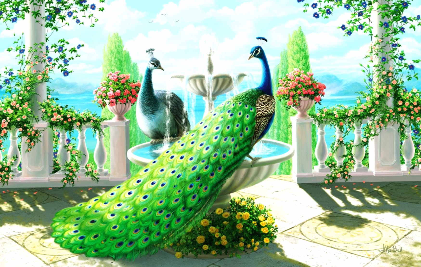 Peacock Garden at 1280 x 960 size wallpapers HD quality