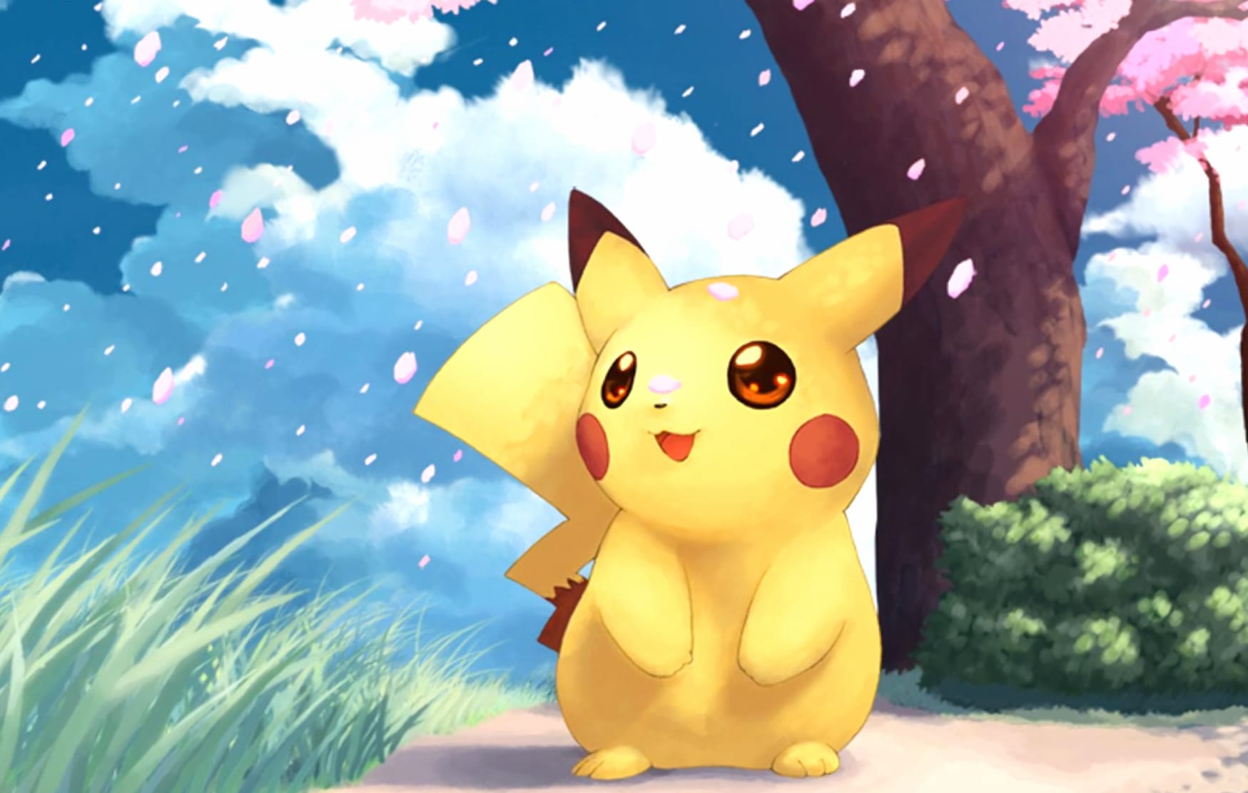 Pikachu in Blossom - Pokémon wallpapers HD quality