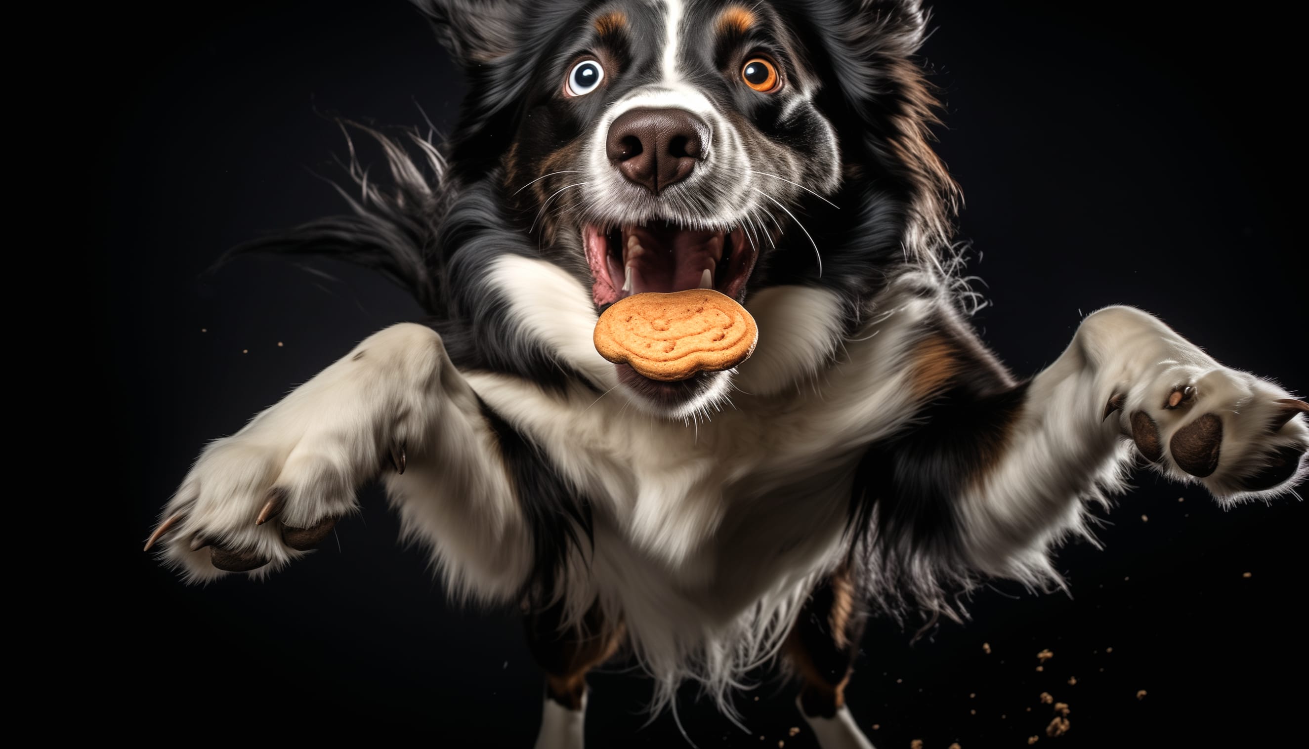 Playful Border Collie Catching Treat at 1152 x 864 size wallpapers HD quality