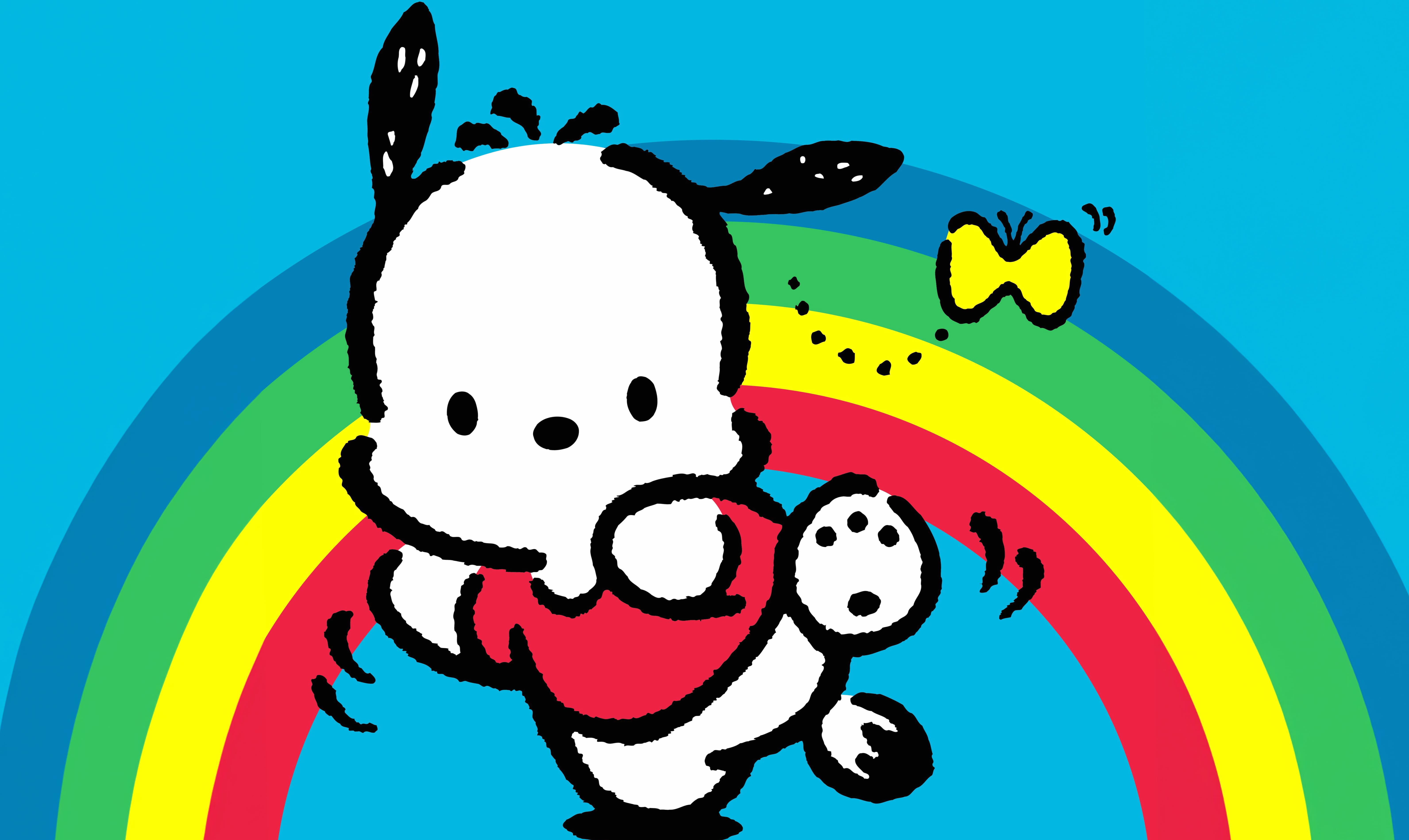 Pochacco Anime - Vibrant Rainbow Background wallpapers HD quality