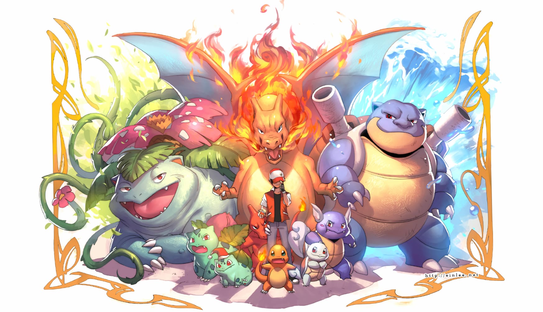 Pokémon Red and Blue Starter Evolution wallpapers HD quality