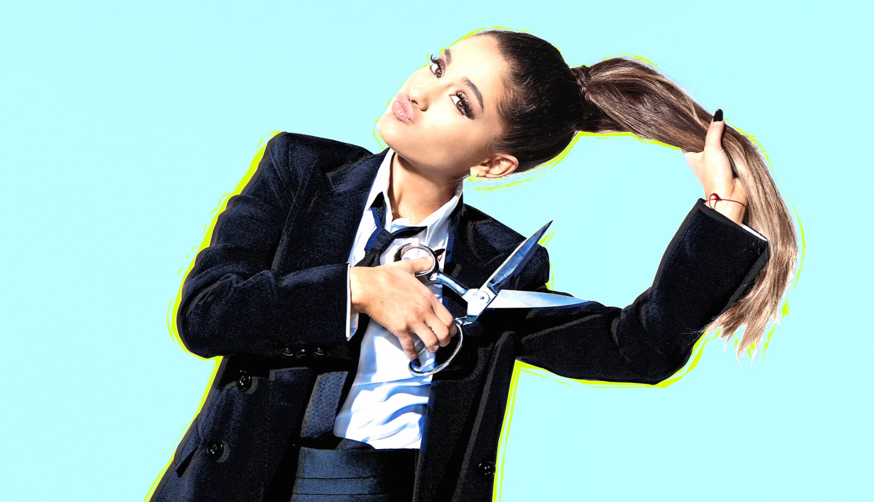 Ponytail Brown Eyes Suit Brunette American Singer Celebrity Ariana Grande wallpapers HD quality