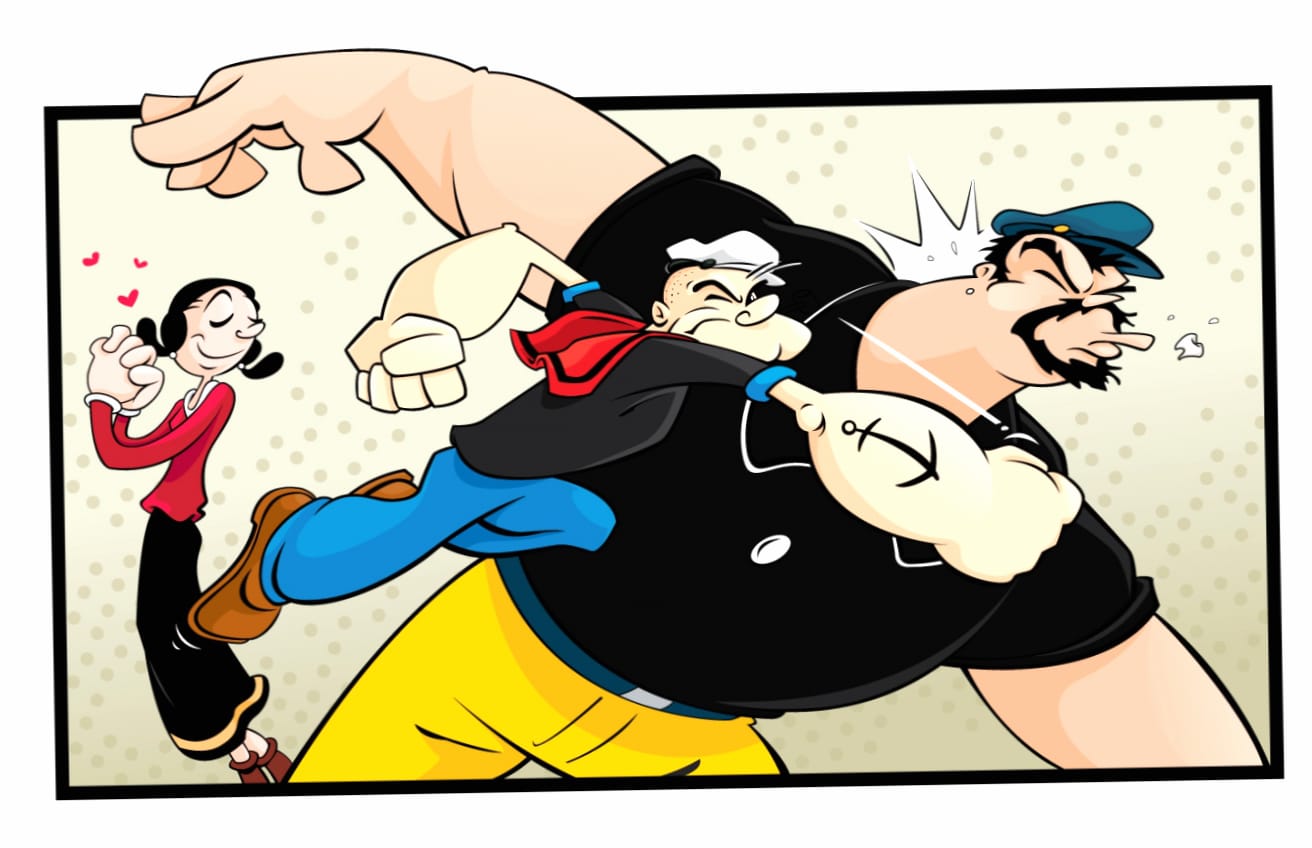 Popeye - Classic TV Show Action at 2048 x 2048 iPad size wallpapers HD quality