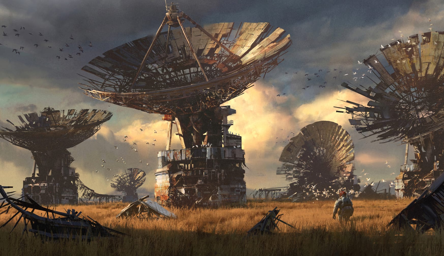 Post Apocalyptic Satellite Sci-Fi at 2048 x 2048 iPad size wallpapers HD quality