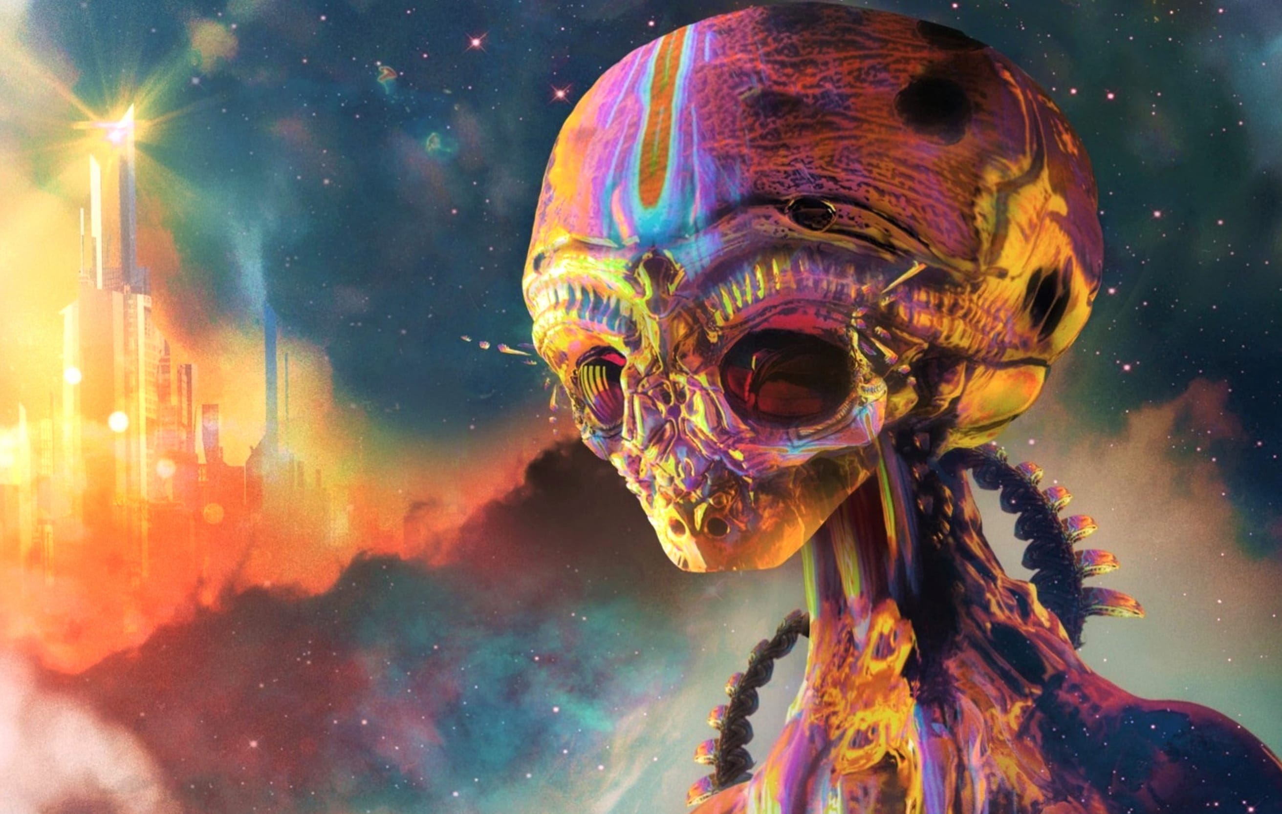 Psychedelic Alien Skeleton wallpapers HD quality