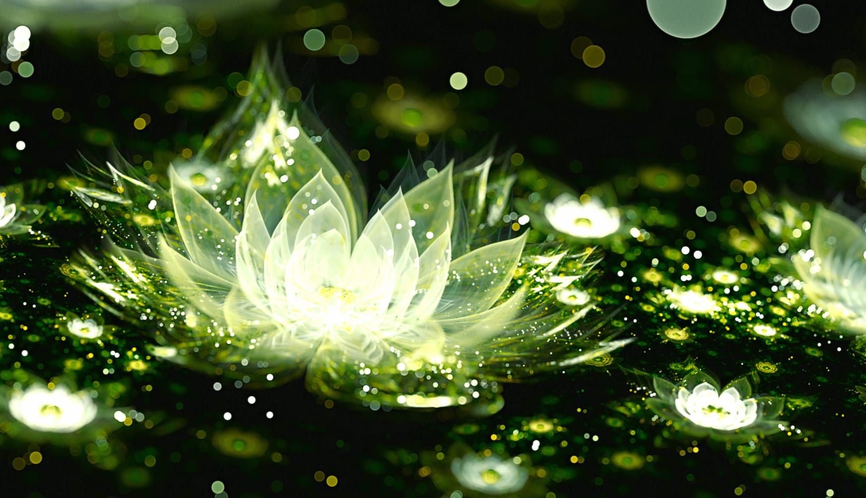 Psychedelic Green Flower Fractal - wallpapers HD quality