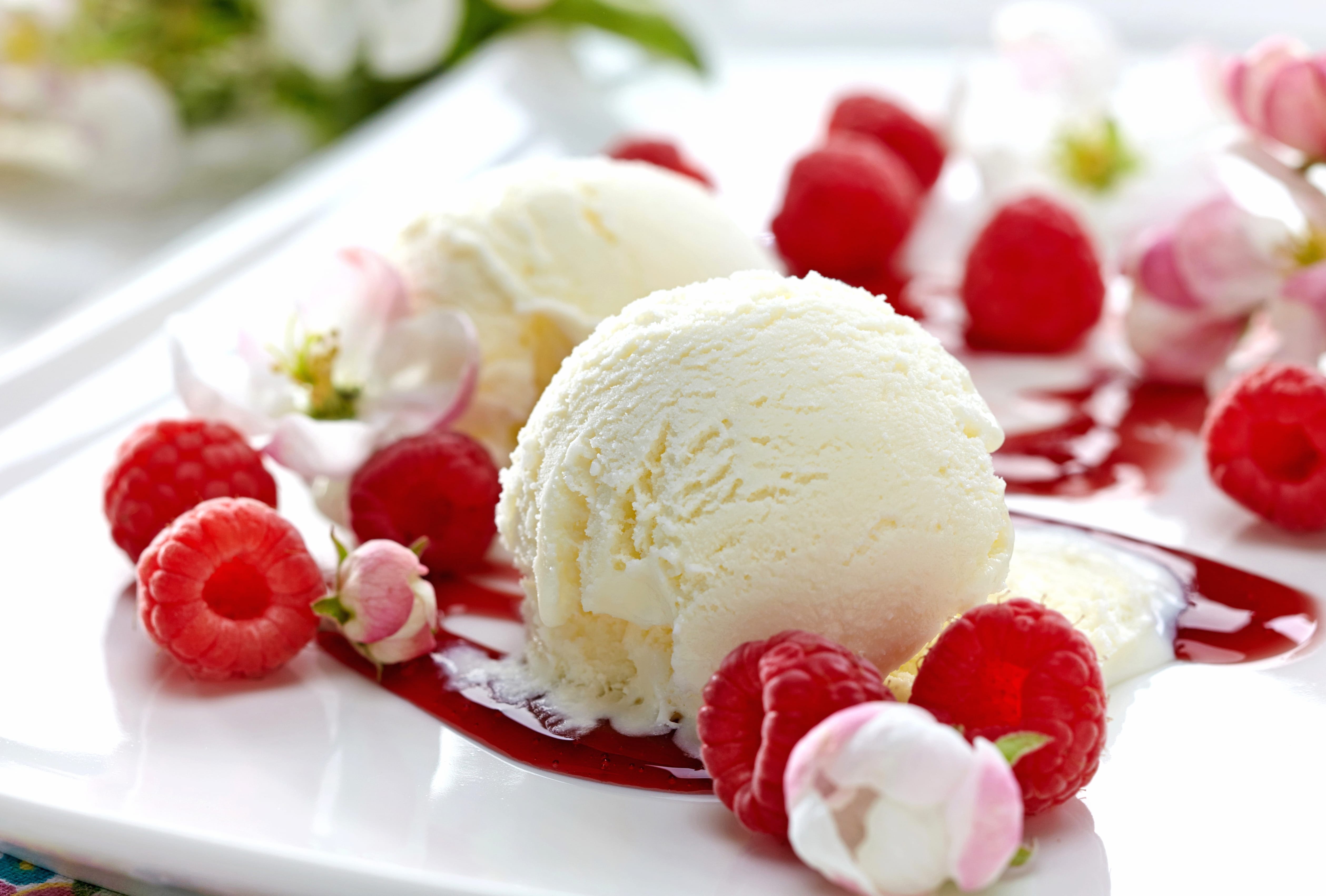 Raspberry Dessert Food Ice Cream wallpapers HD quality