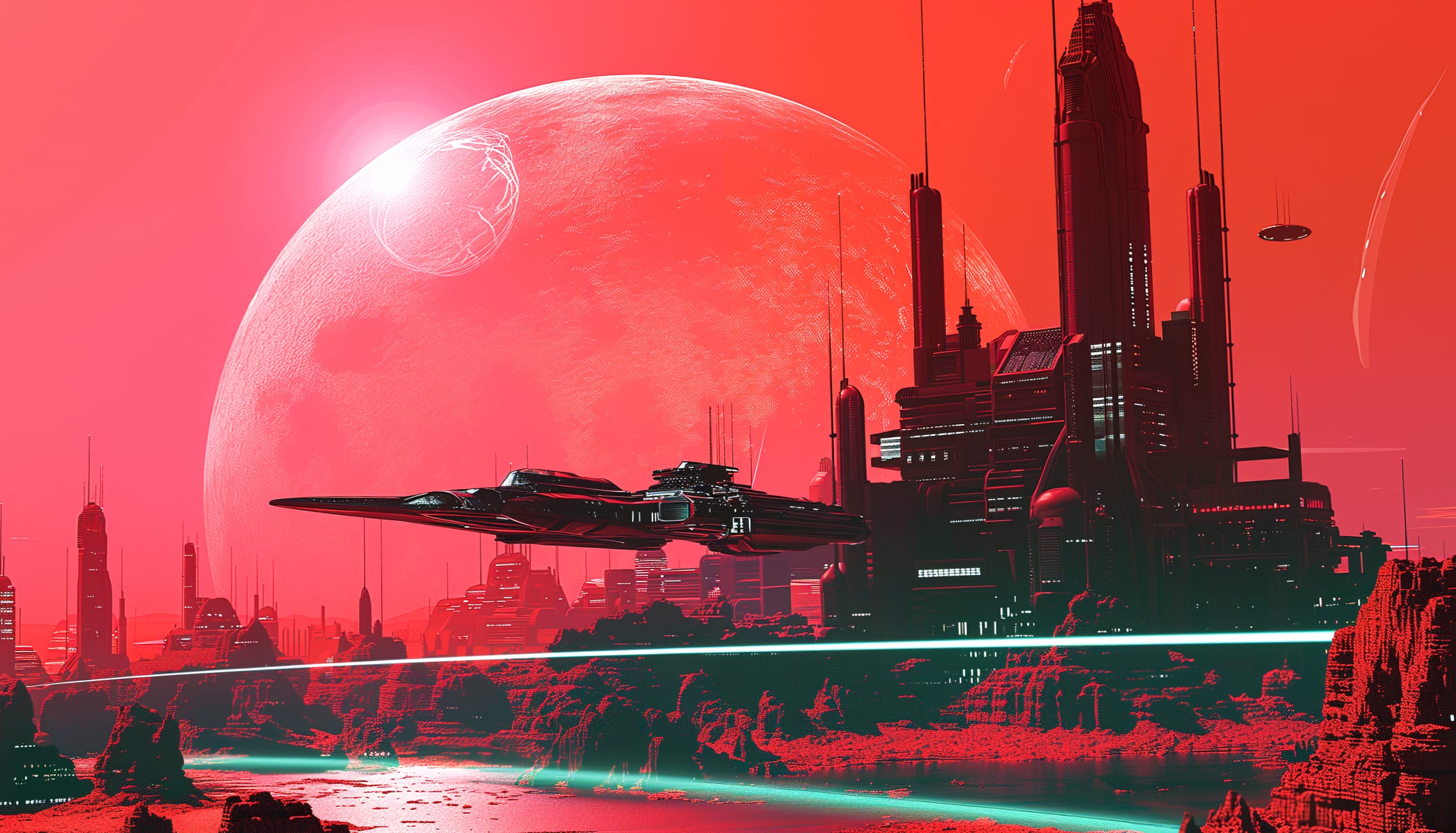 Red Sci-Fi Cityscape wallpapers HD quality