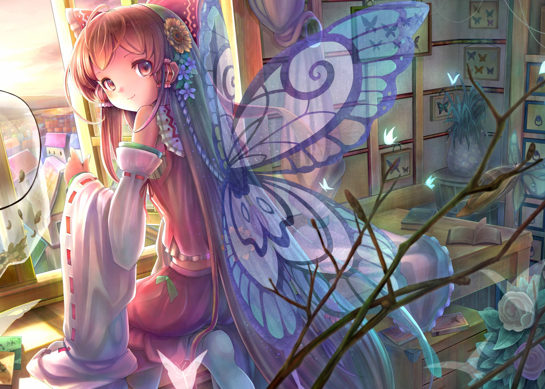 Reimu Hakurei Butterfly Wings wallpapers HD quality