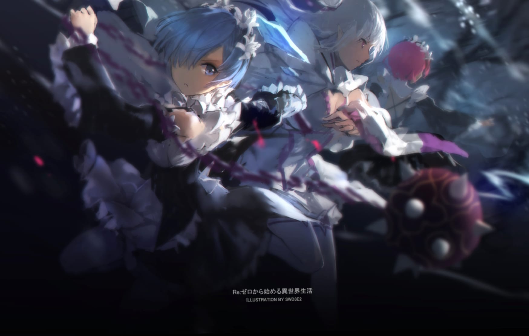 ReZERO Twins and Emilia in Action - wallpapers HD quality