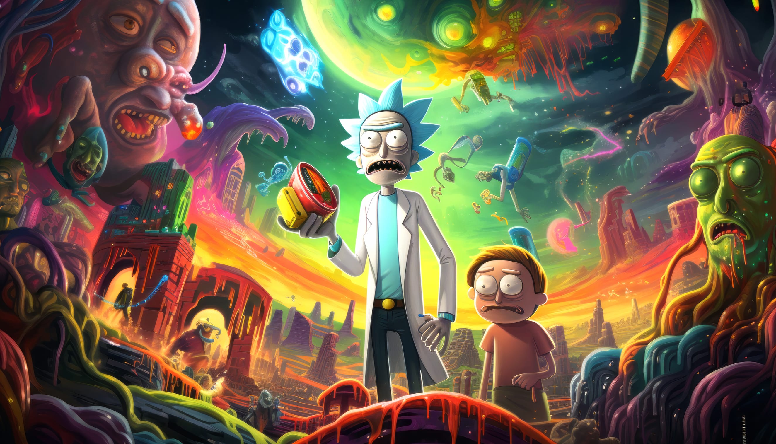 Rick and Morty - Intergalactic Adventures at 2048 x 2048 iPad size wallpapers HD quality